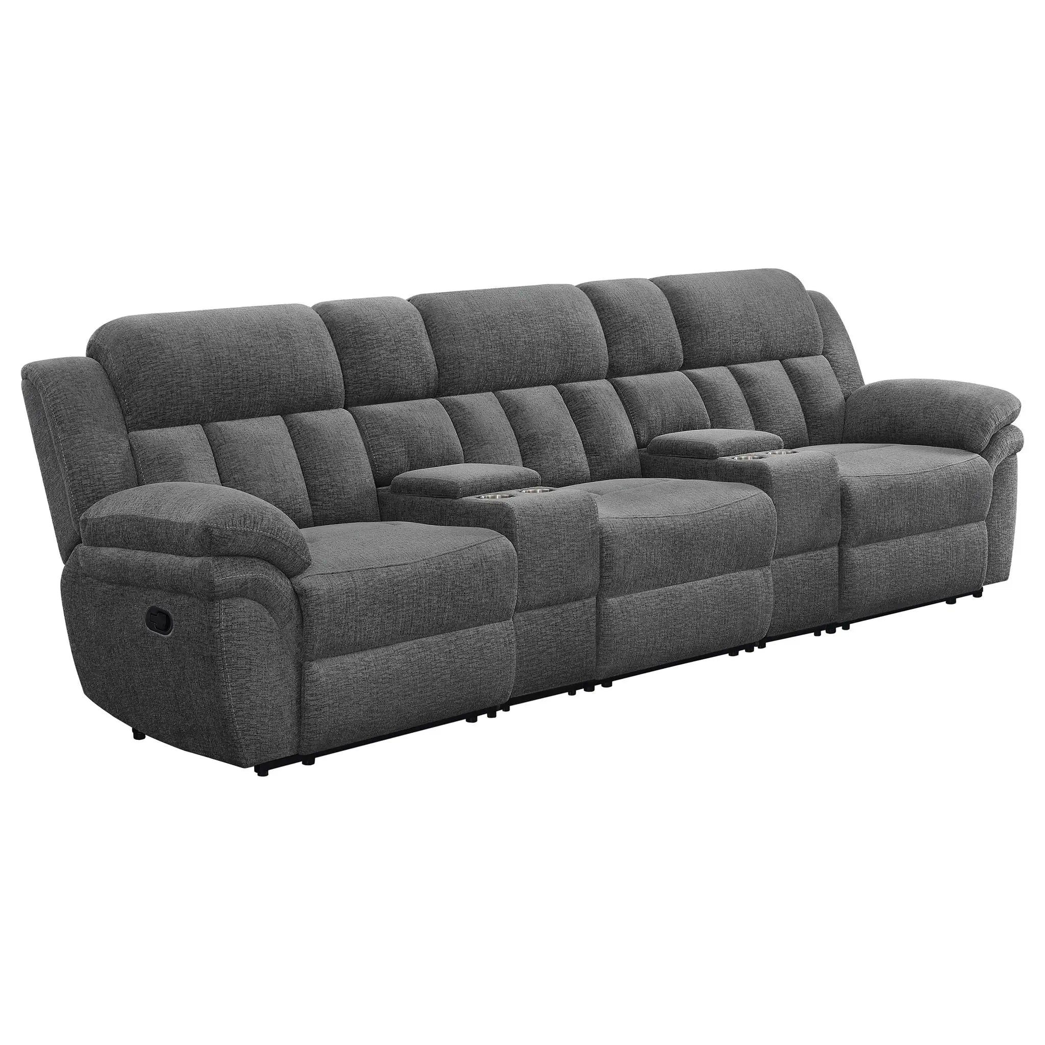 Bahrain 5-piece Upholstered Home Theater Seating Charcoal Unique Piece Furniture
