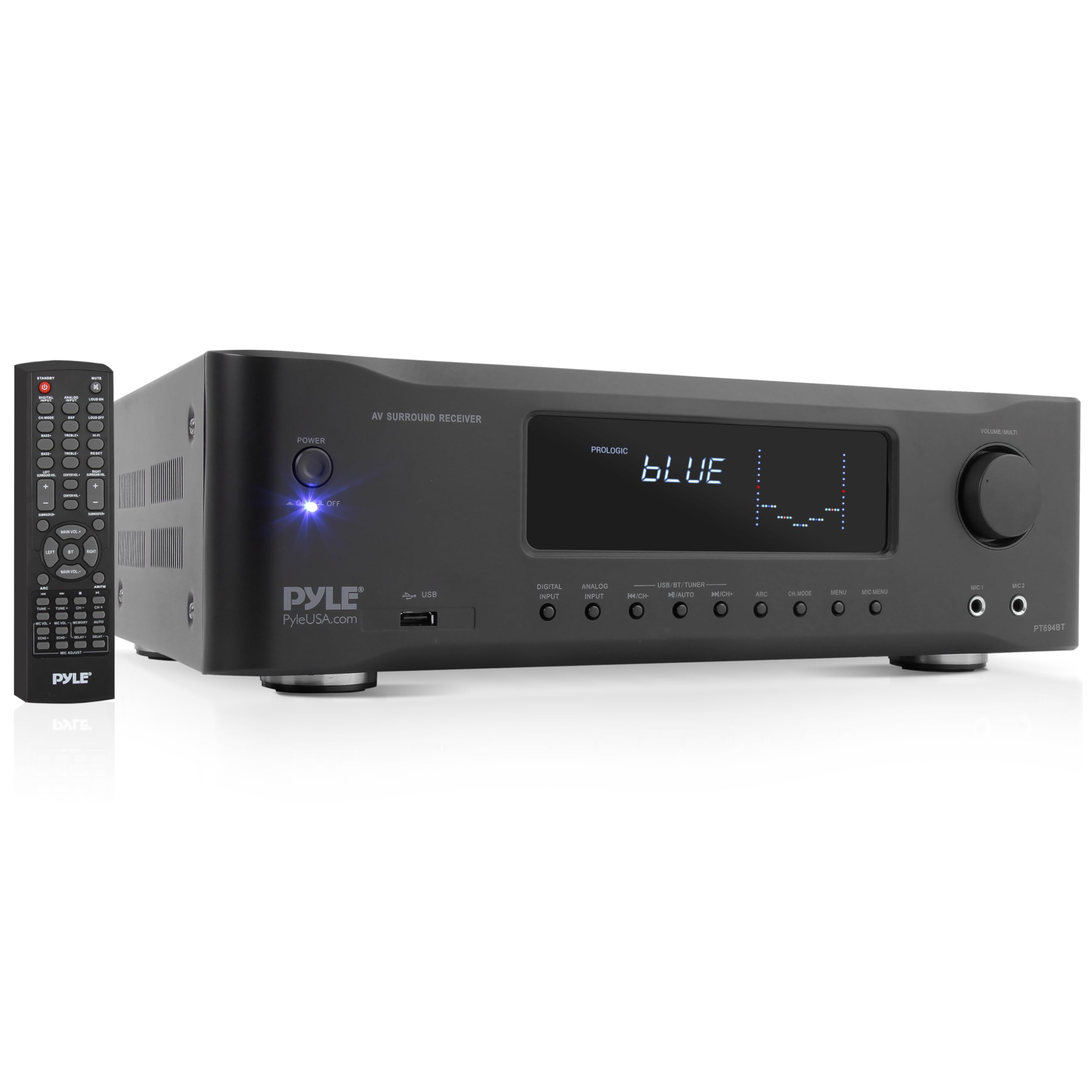 Pyle 5.2-Channel Hi-Fi Bluetooth Stereo Amplifier - 1000 Watt AV Home Speaker Subwoofer Sound Receiver with Radio USB RCA HDMI Mic In Wireless Streaming Supports 4K UHD TV 3D Blu-Ray -PT694BT