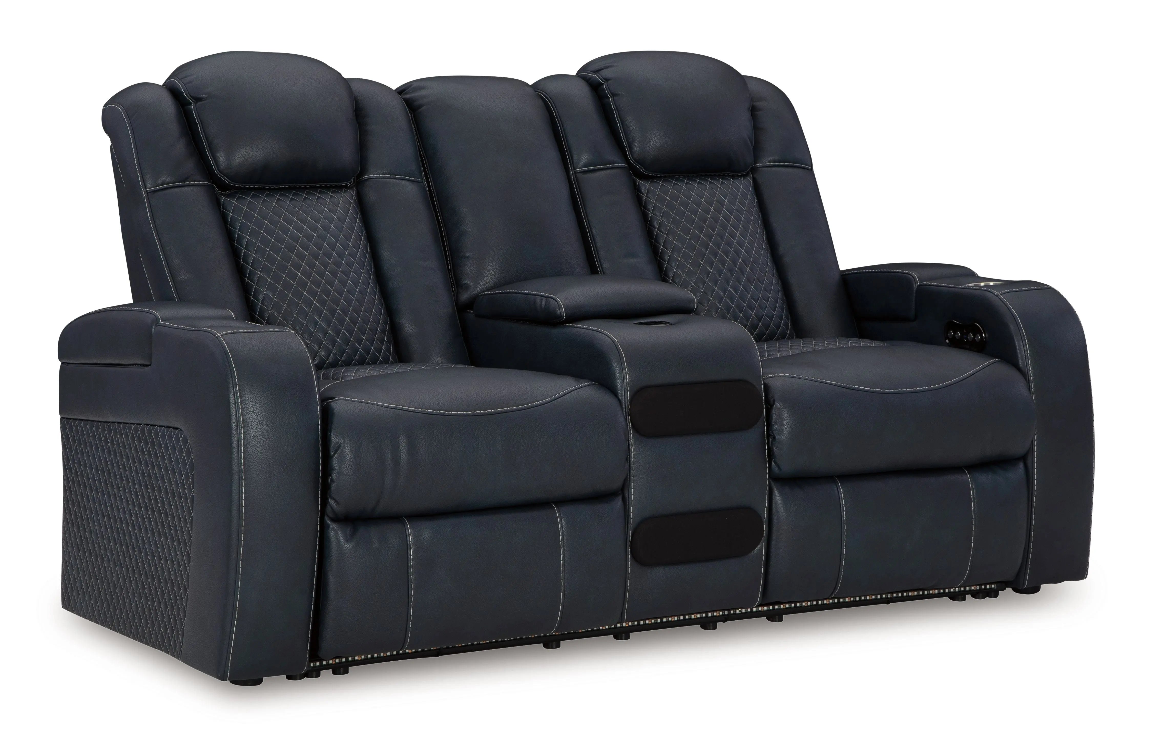 Fyne-dyme - Power Reclining Loveseat With Console/Adj Hdrst Unique Piece Furniture