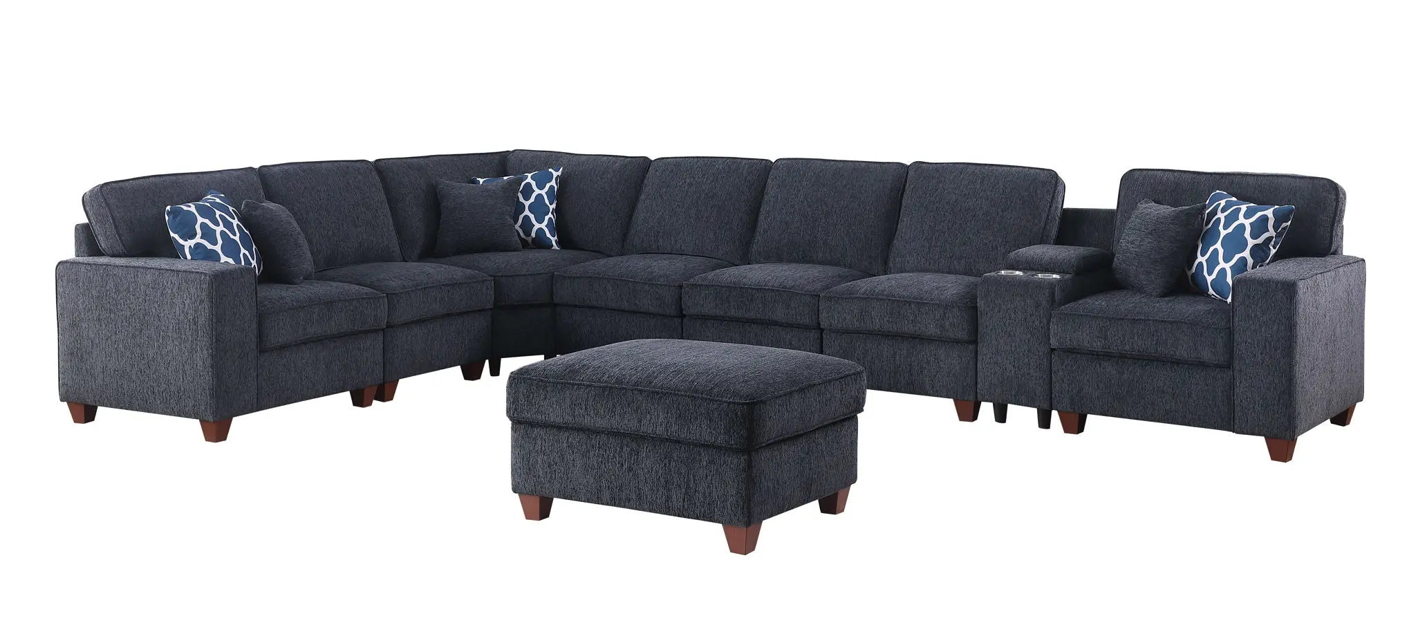 Lily - Sectional Sofa With Ottoman - Black Unique Piece Furniture