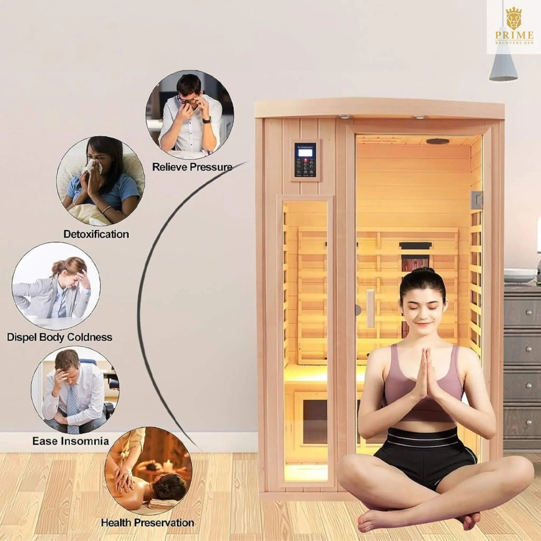 Thermora Orien Premium 2-Person Low EMF FAR-Infrared Heat Wood Home Personal Spa Sauna With Ceramic Heaters, 1760W (SAK25714) SAKSBY WHOLESALE