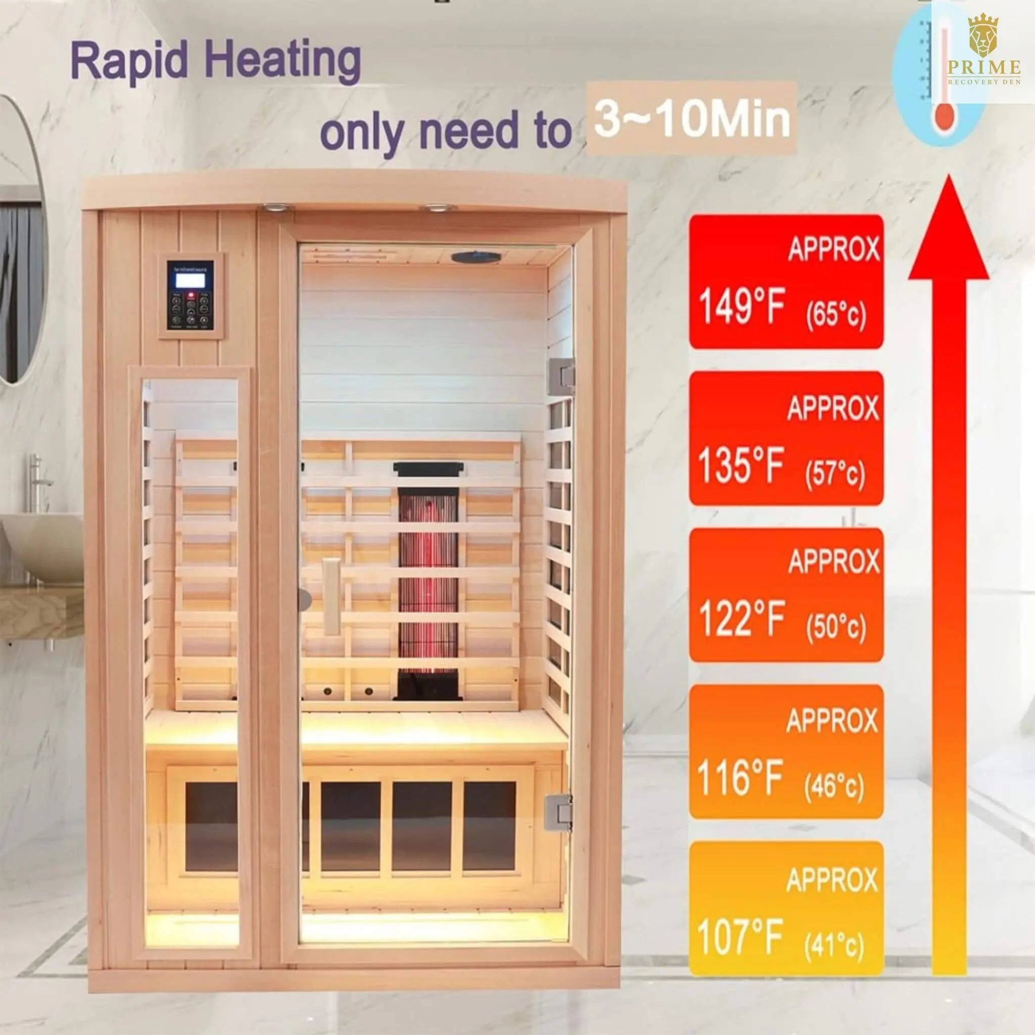 Thermora Orien Premium 2-Person Low EMF FAR-Infrared Heat Wood Home Personal Spa Sauna With Ceramic Heaters, 1760W (SAK25714) SAKSBY WHOLESALE