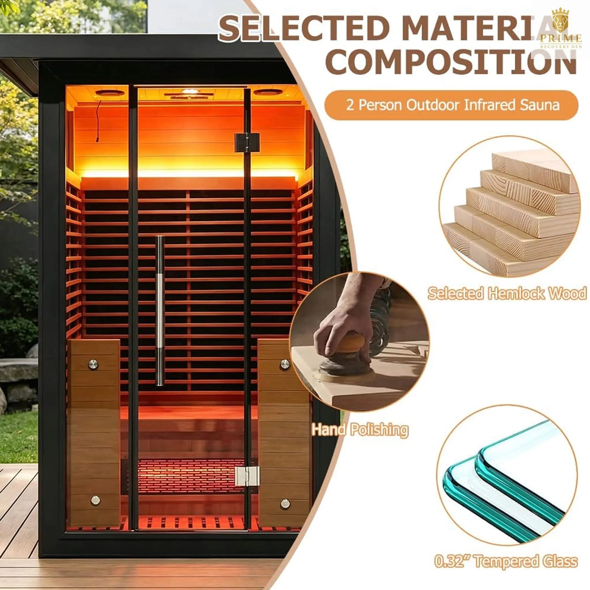 Thermora Lugano 2-Person Outdoor Full-Spectrum Infrared Sauna With Aluminum Alloy Exterior & WiFi (SAK14973) SAKSBY WHOLESALE