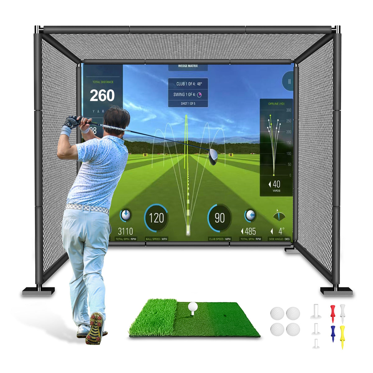 Golf Simulator Cage with Impact Screen – Metal Frame