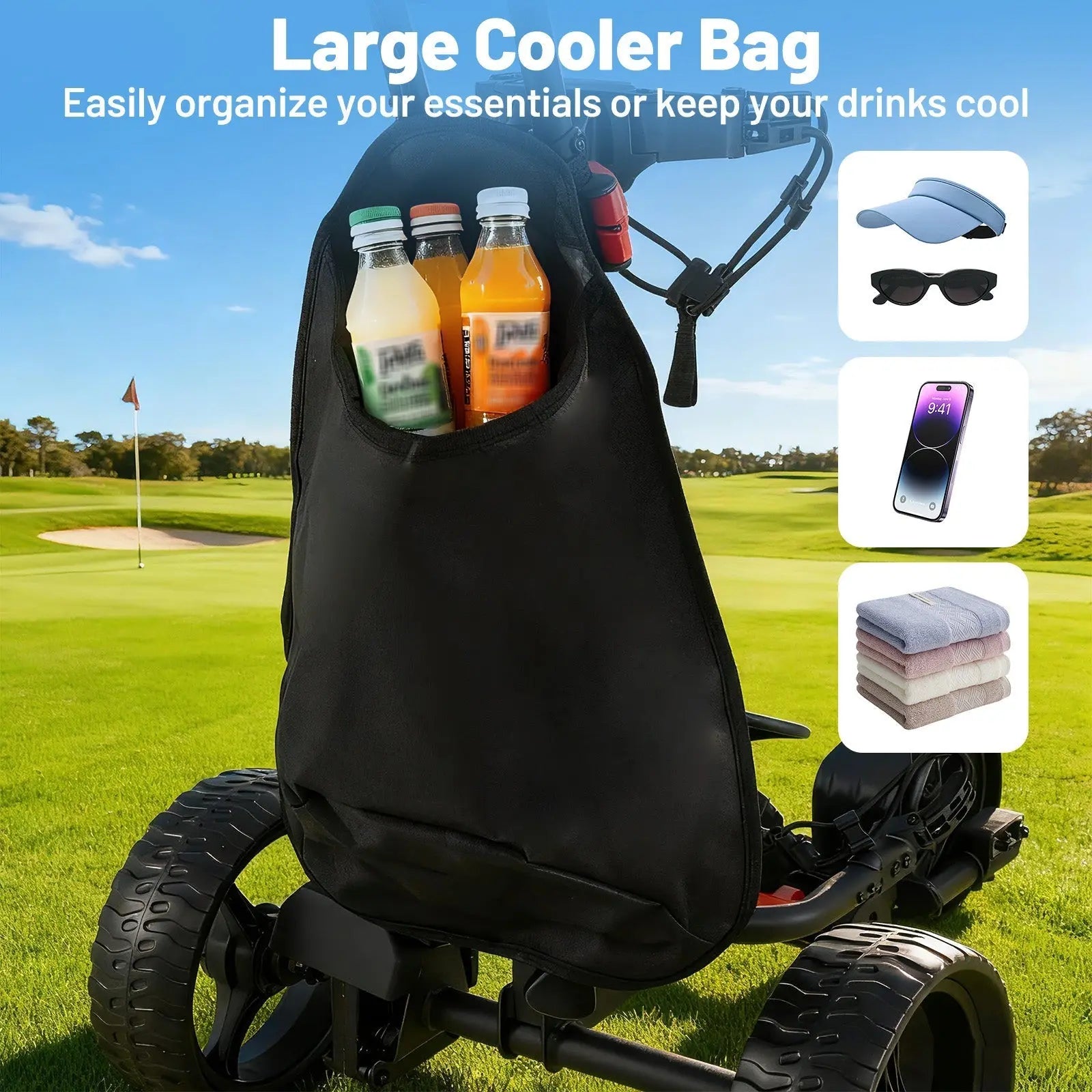 3 Wheel Golf Bag Cart with Adjustable Handle and 9 Speed Settings LJGDeals