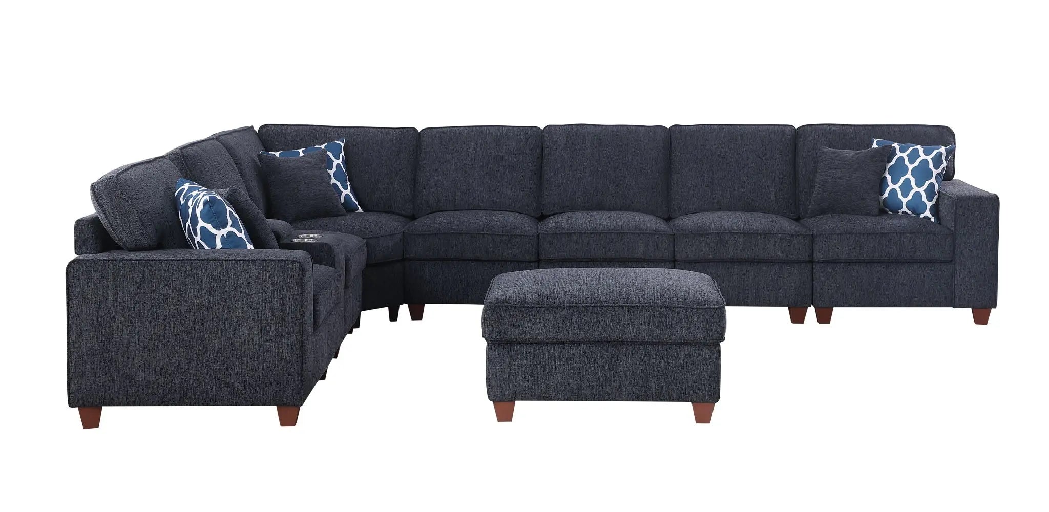 Lily - Sectional Sofa With Ottoman - Black Unique Piece Furniture