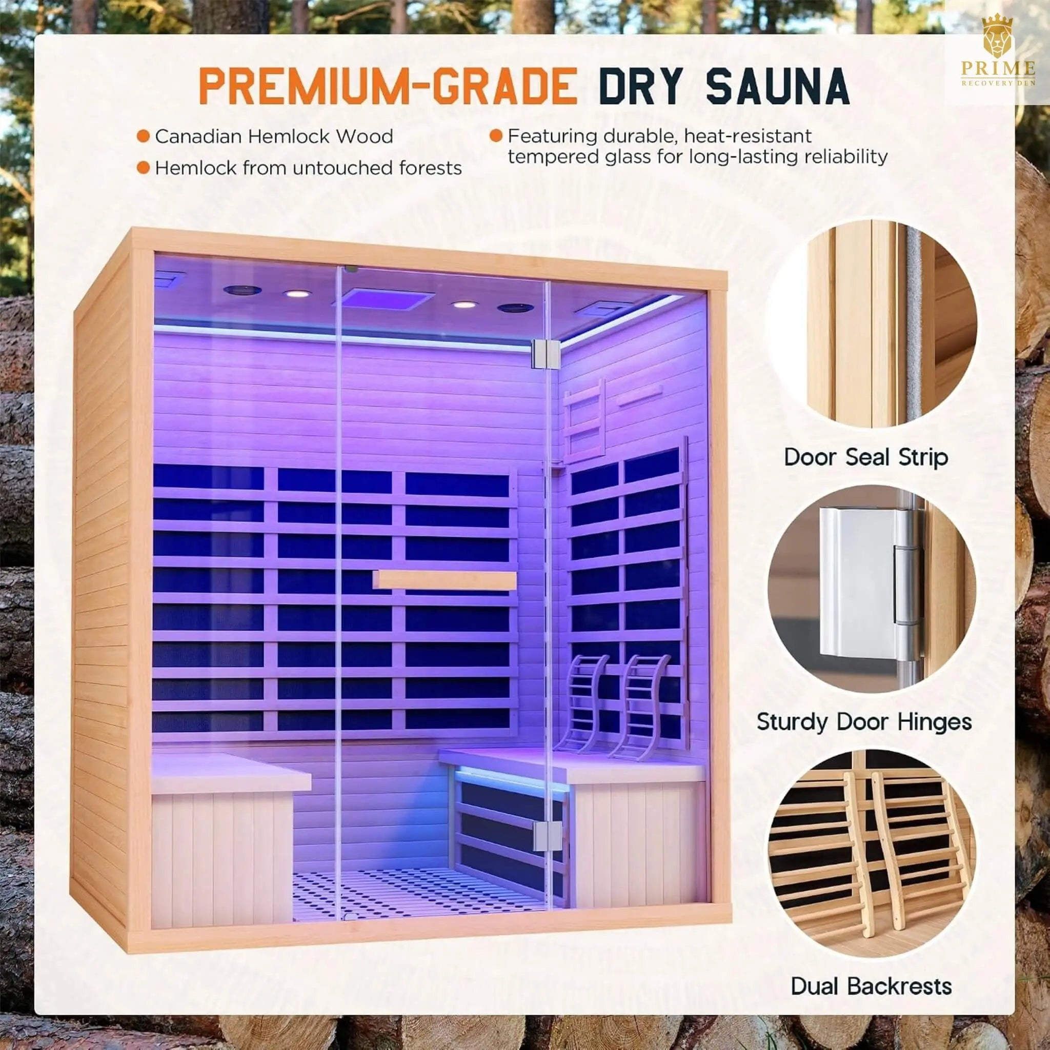 Thermora Seville 4-Person Low EMF Canadian Hemlock Infrared Sauna With Bluetooth (SAK29571) SAKSBY WHOLESALE