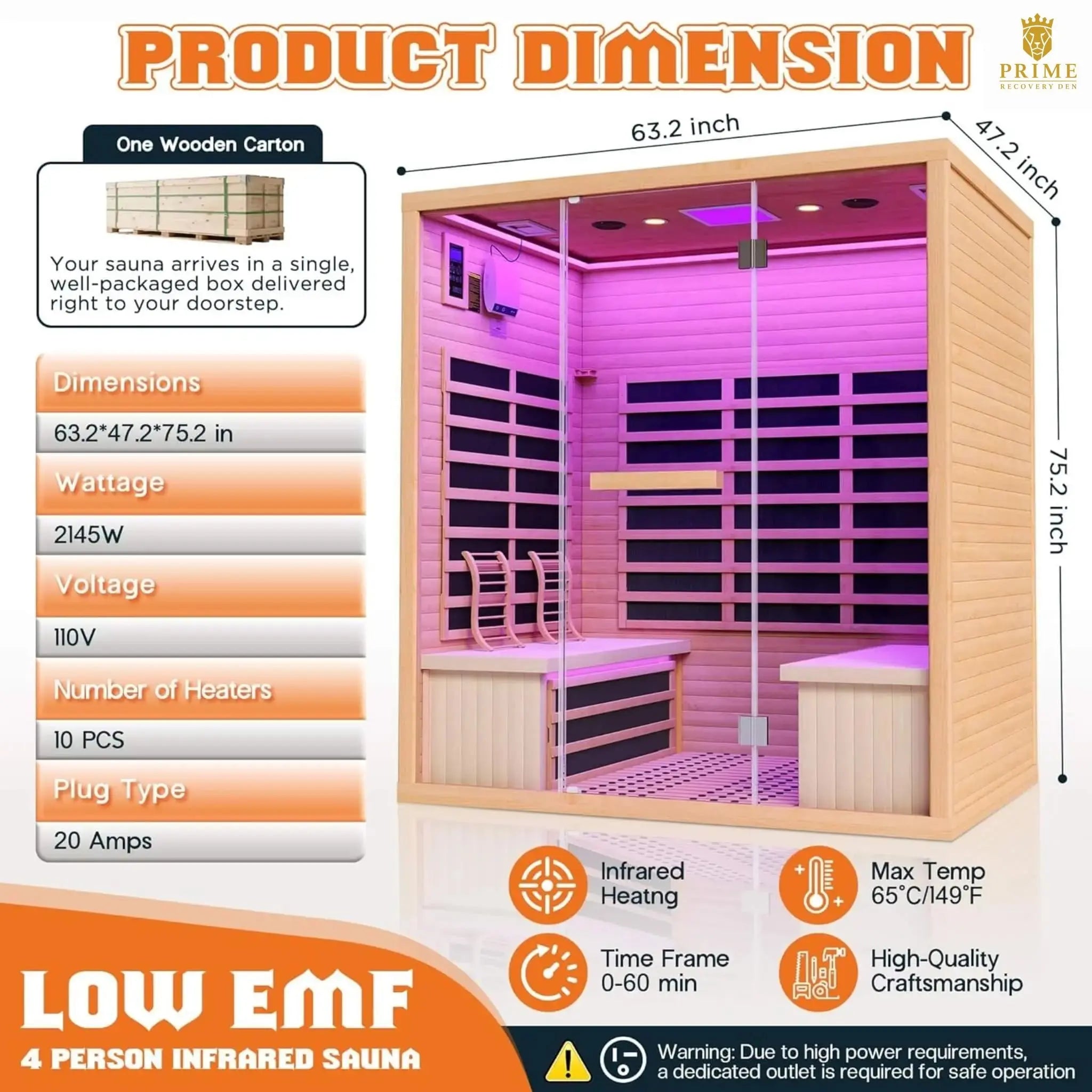 Thermora Seville 4-Person Low EMF Canadian Hemlock Infrared Sauna With Bluetooth (SAK29571) SAKSBY WHOLESALE