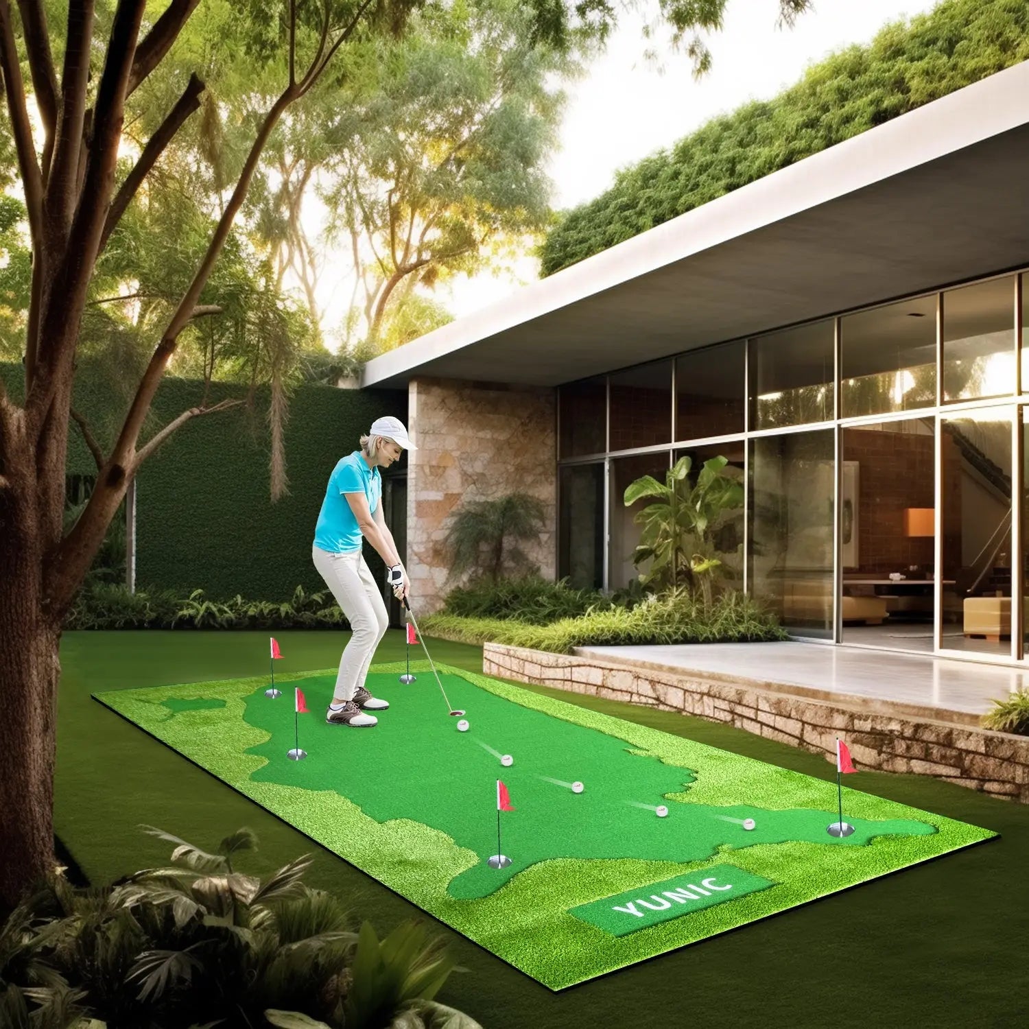 Golf Putting Green (16ft, Style US Map) Yunic Golf