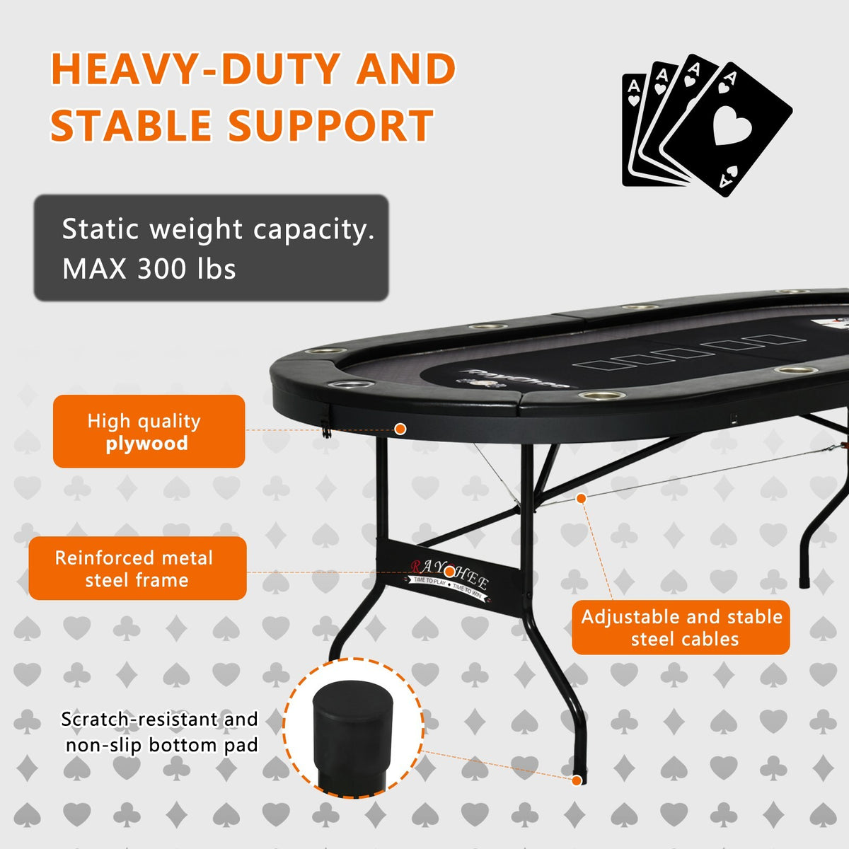 10 Player Foldable Poker Table LED Light Casino Blackjack Texa Holdem Table Desk