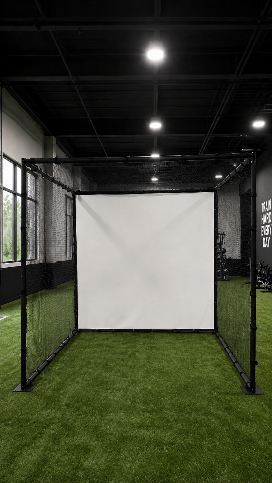 Golf Simulator Cage with Impact Screen – Metal Frame