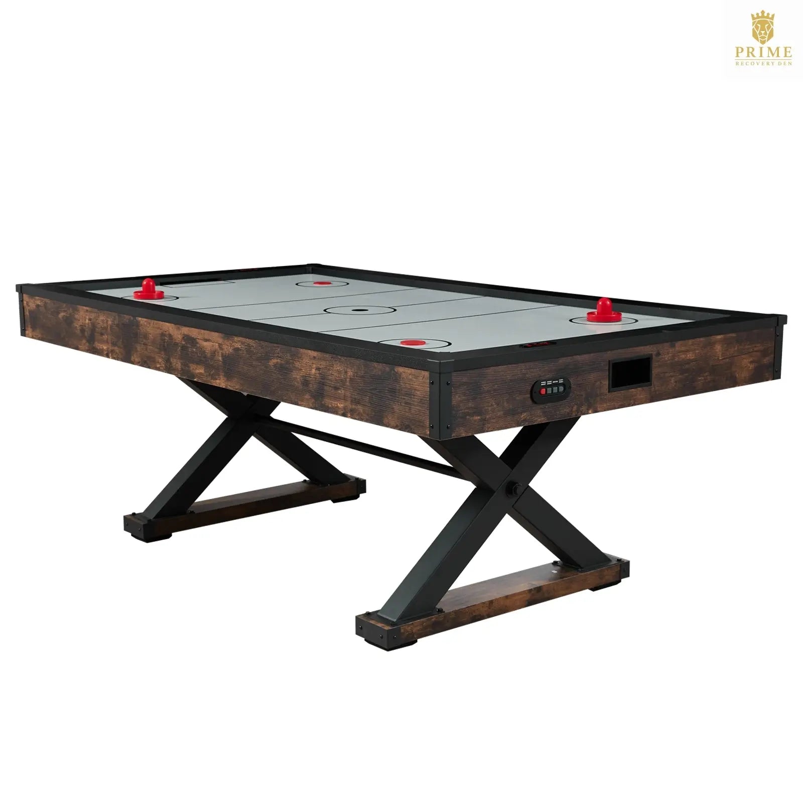 84" Air Hockey Table – Electronic Scorer, Rustic Wood, X-Leg