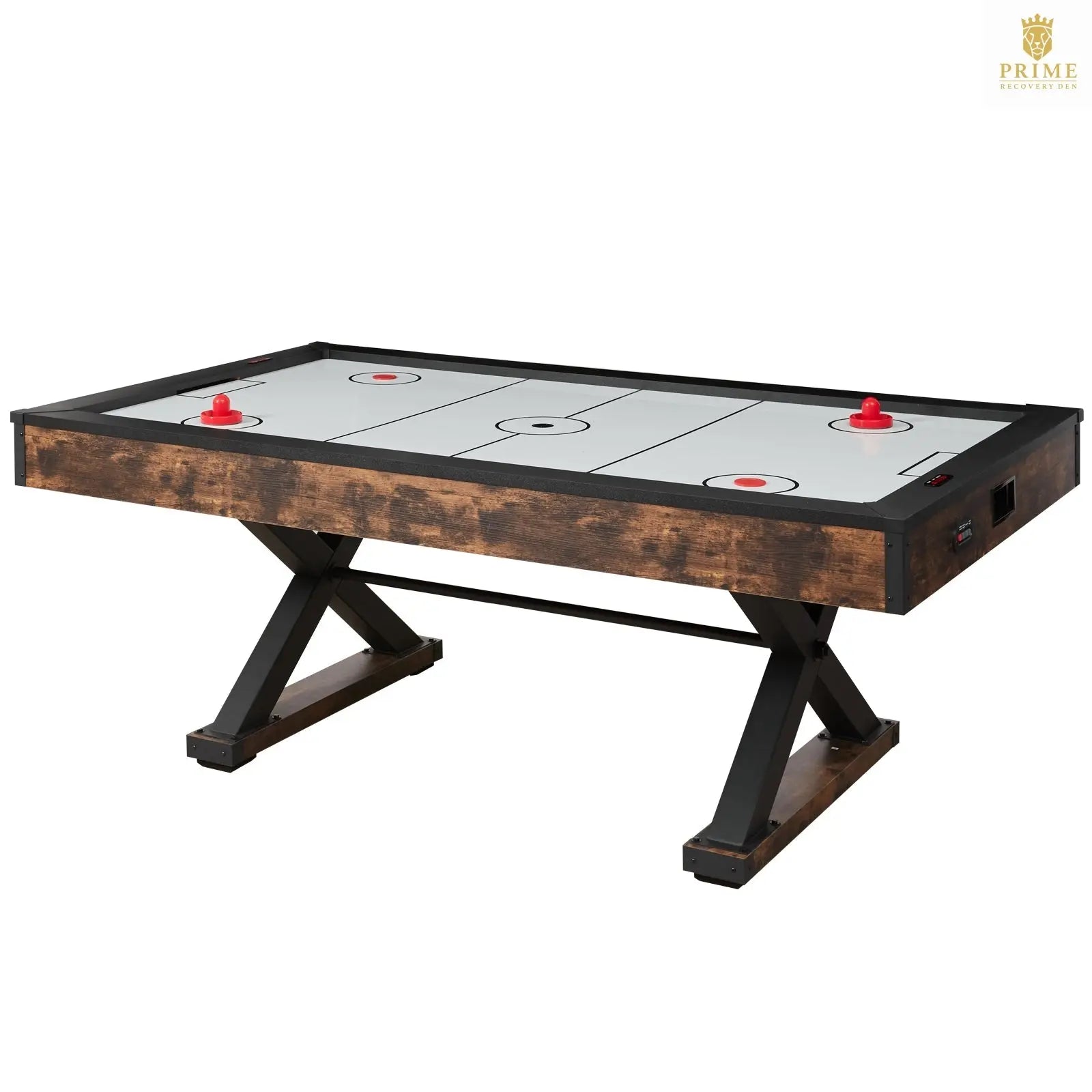 84" Air Hockey Table – Electronic Scorer, Rustic Wood, X-Leg