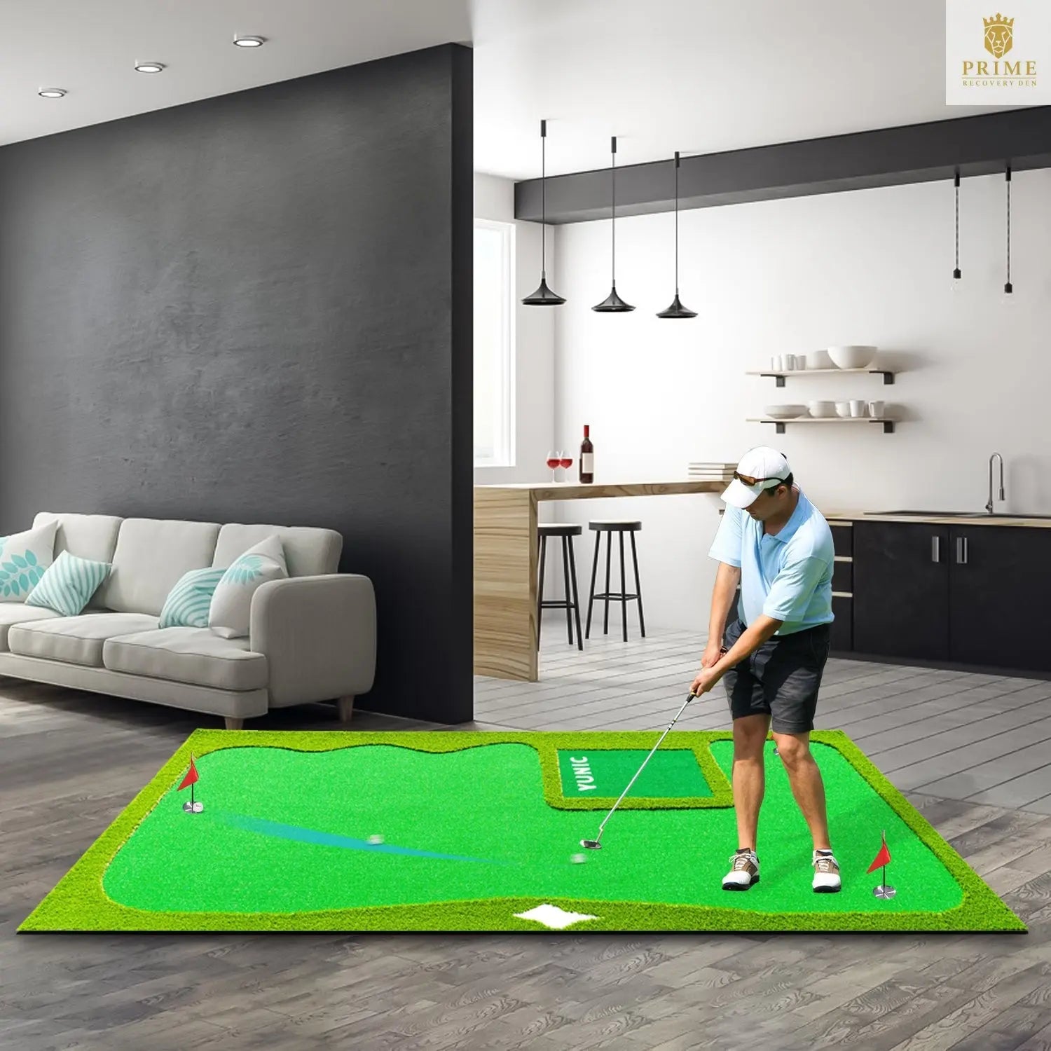 Yunic Golf Premium Putting Green with Elevation Slope – 8ft×16ft or 10ft×16ft