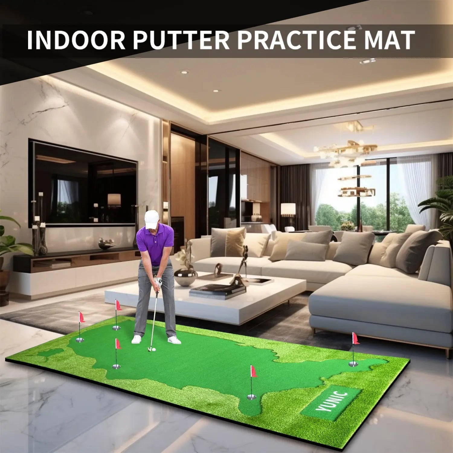 Golf Putting Green (16ft, Style US Map) Yunic Golf