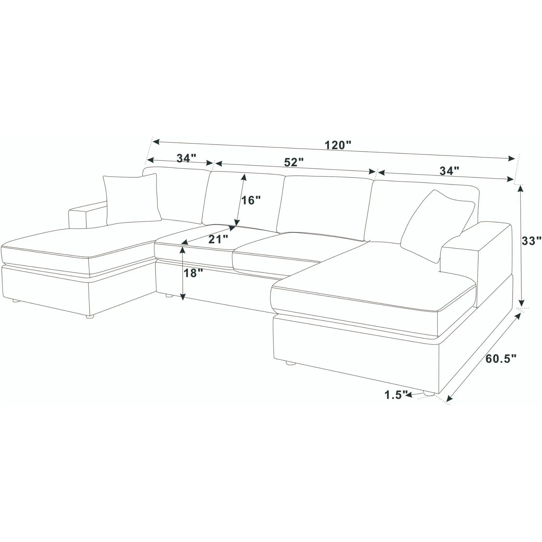 3 Piece Double Chaise Sectional Sofa Unique Piece Furniture