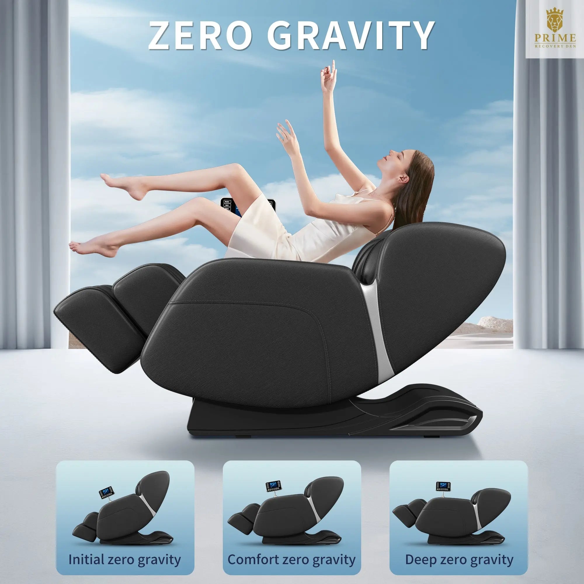 Full body deep tissue massage chair, foot massage, 8 fixed massage rollers, touch screen suitable for 5.1-5.75 feet high (black)