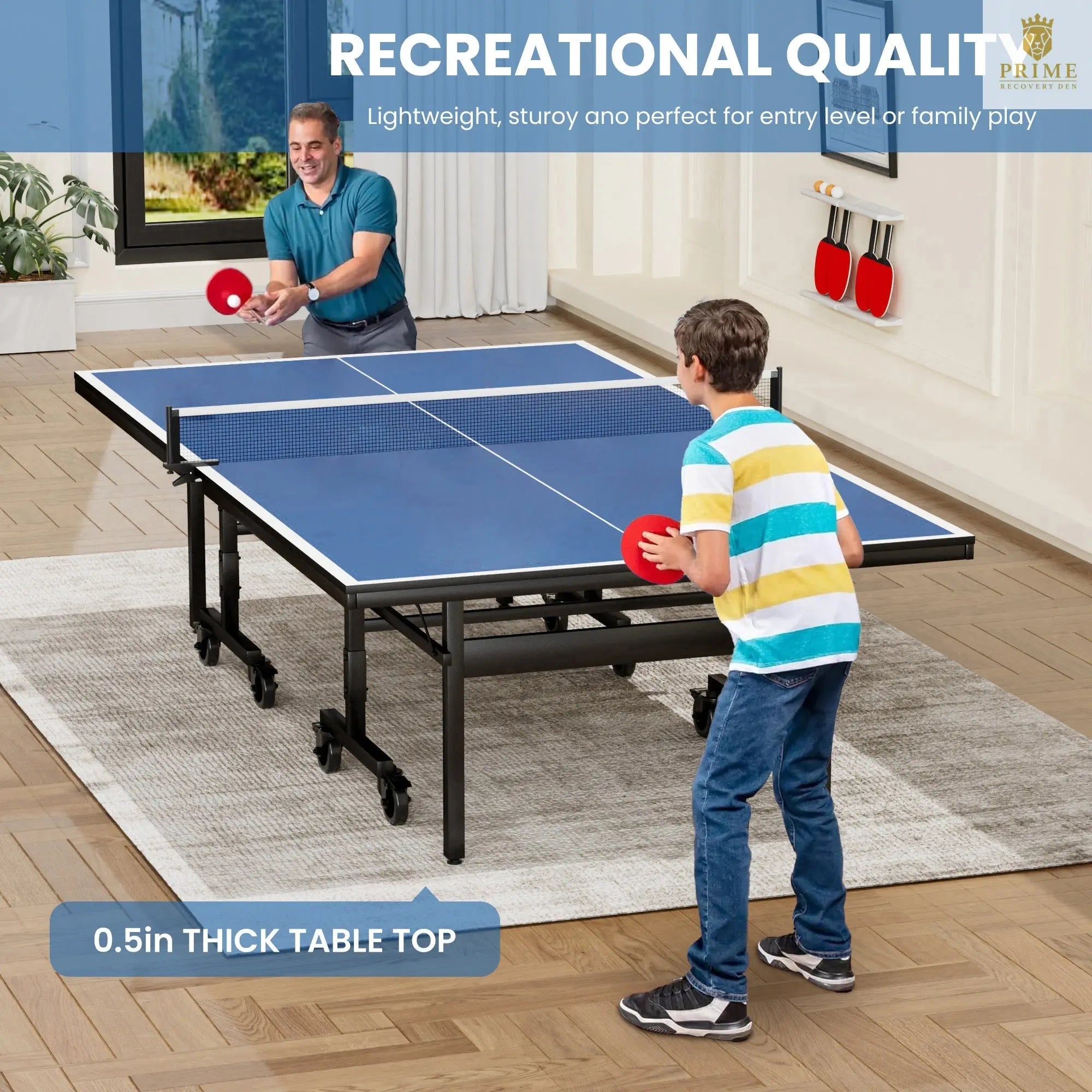 15mm Professional Ping Pong Table – Foldable, Net & Rackets Included