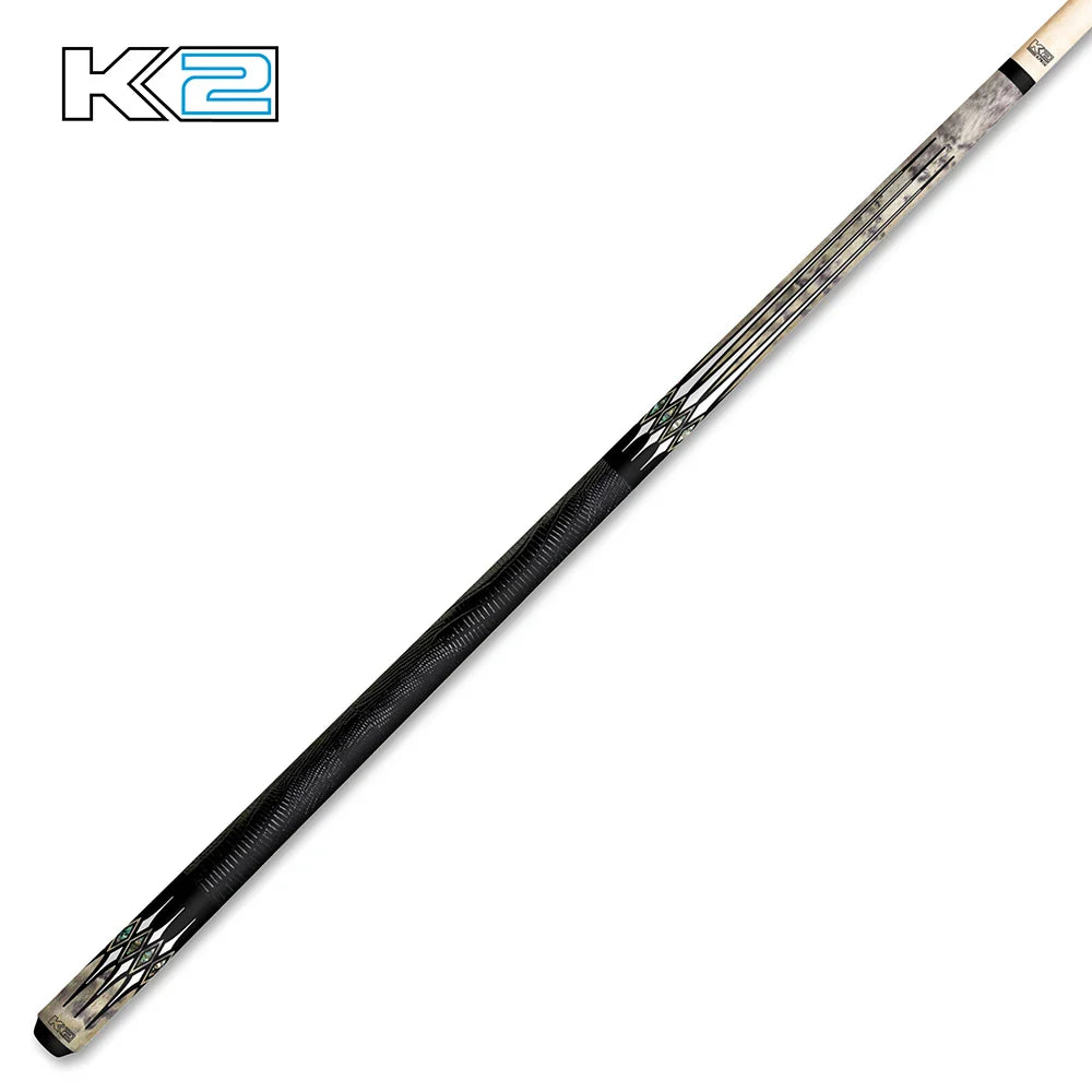 K2 KL192 Cue With Abalone Floating Points & Black Embossed Lizard Wrap