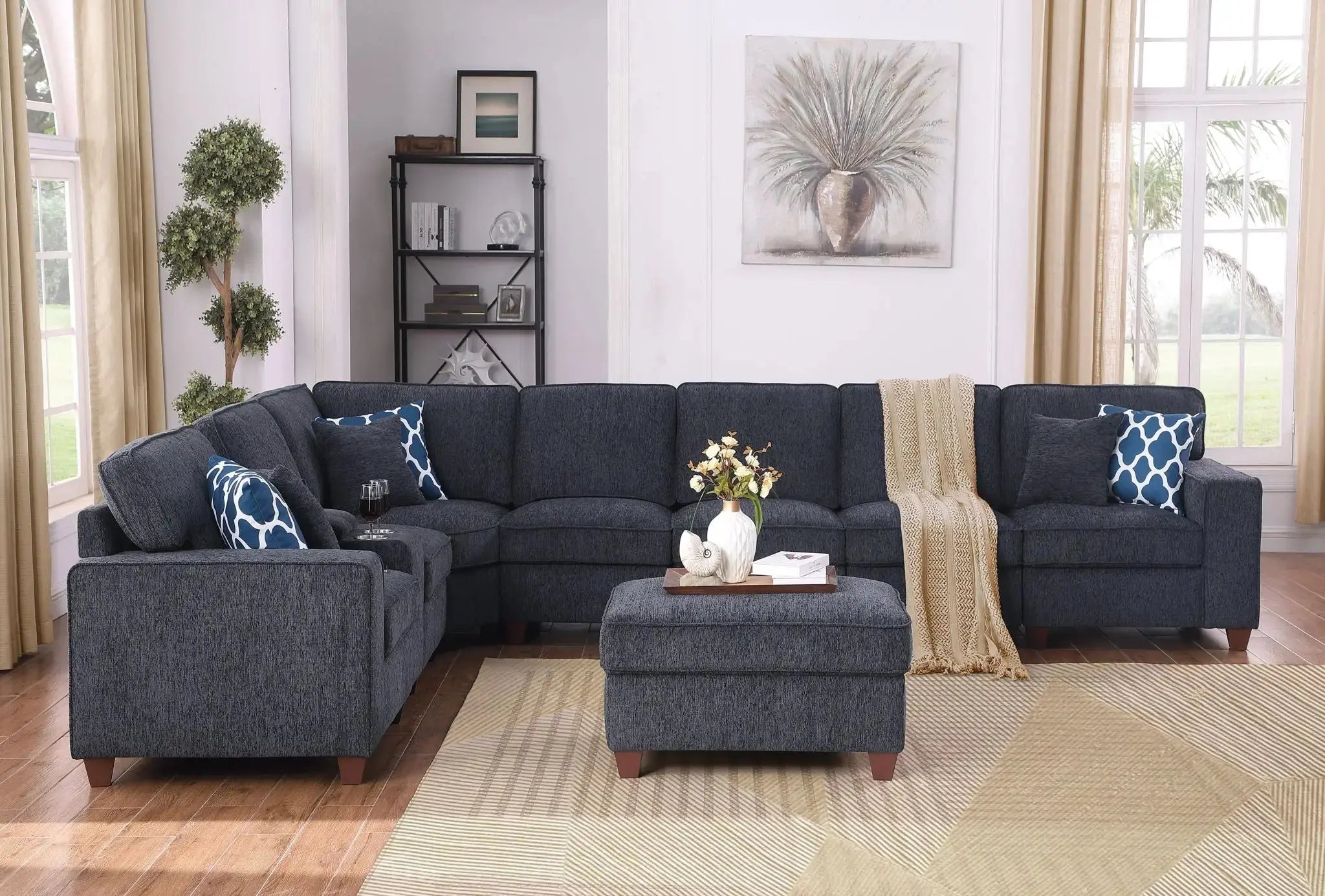 Lily - Sectional Sofa With Ottoman - Black Unique Piece Furniture