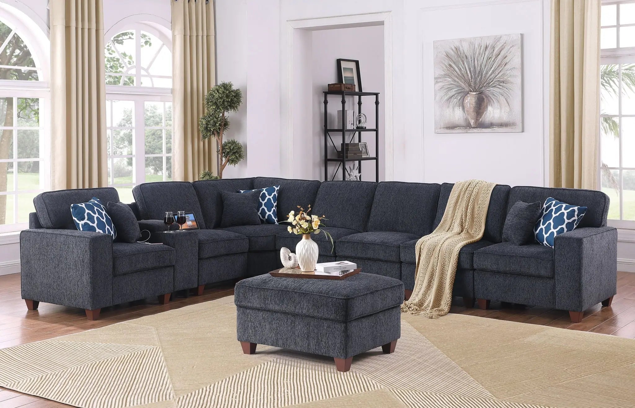 Lily - Sectional Sofa With Ottoman - Black Unique Piece Furniture