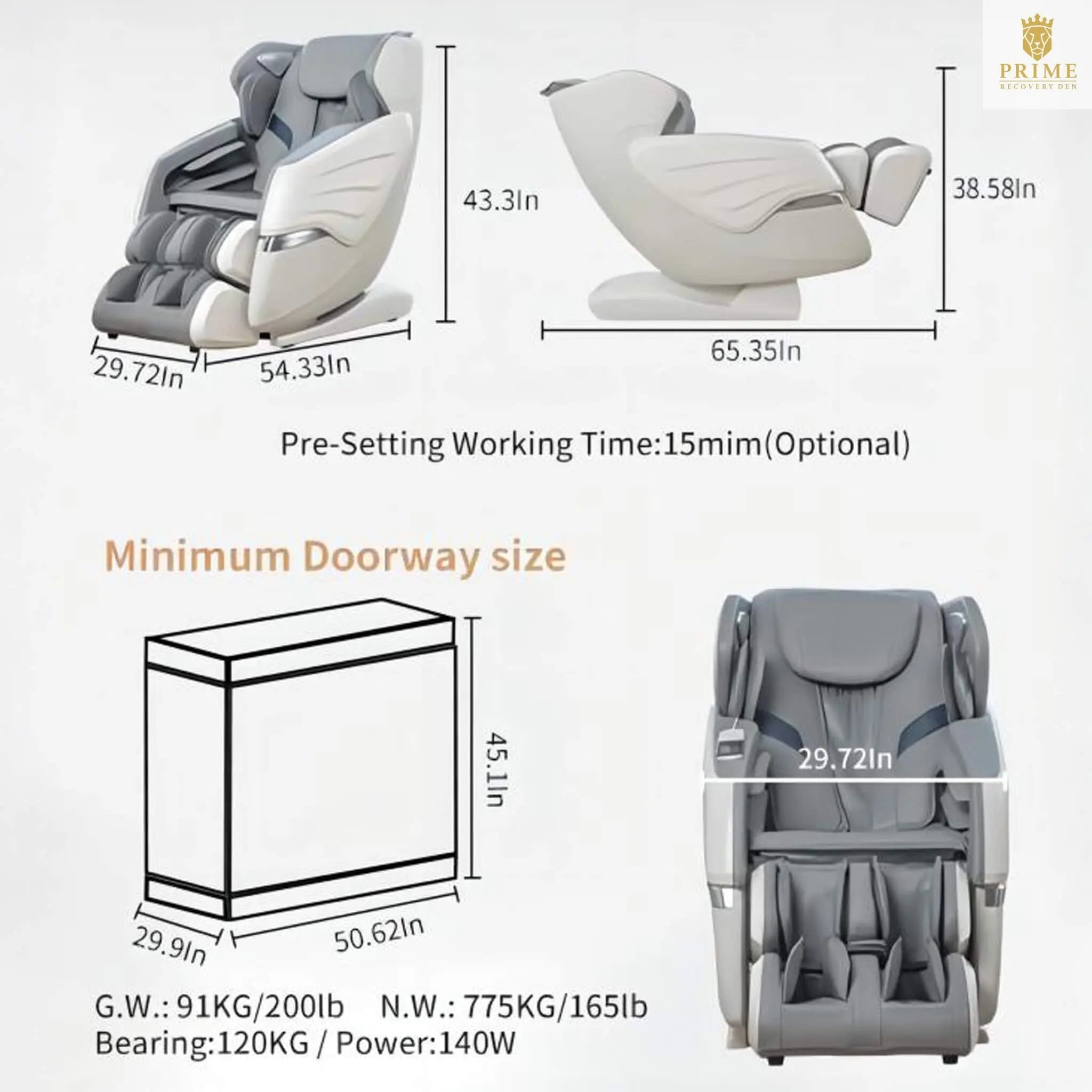 Bosscare Premium Full Body Zero Gravity Massage Chair With Ai Voice And App Control, Gray (SAK35970) SAKSBY WHOLESALE