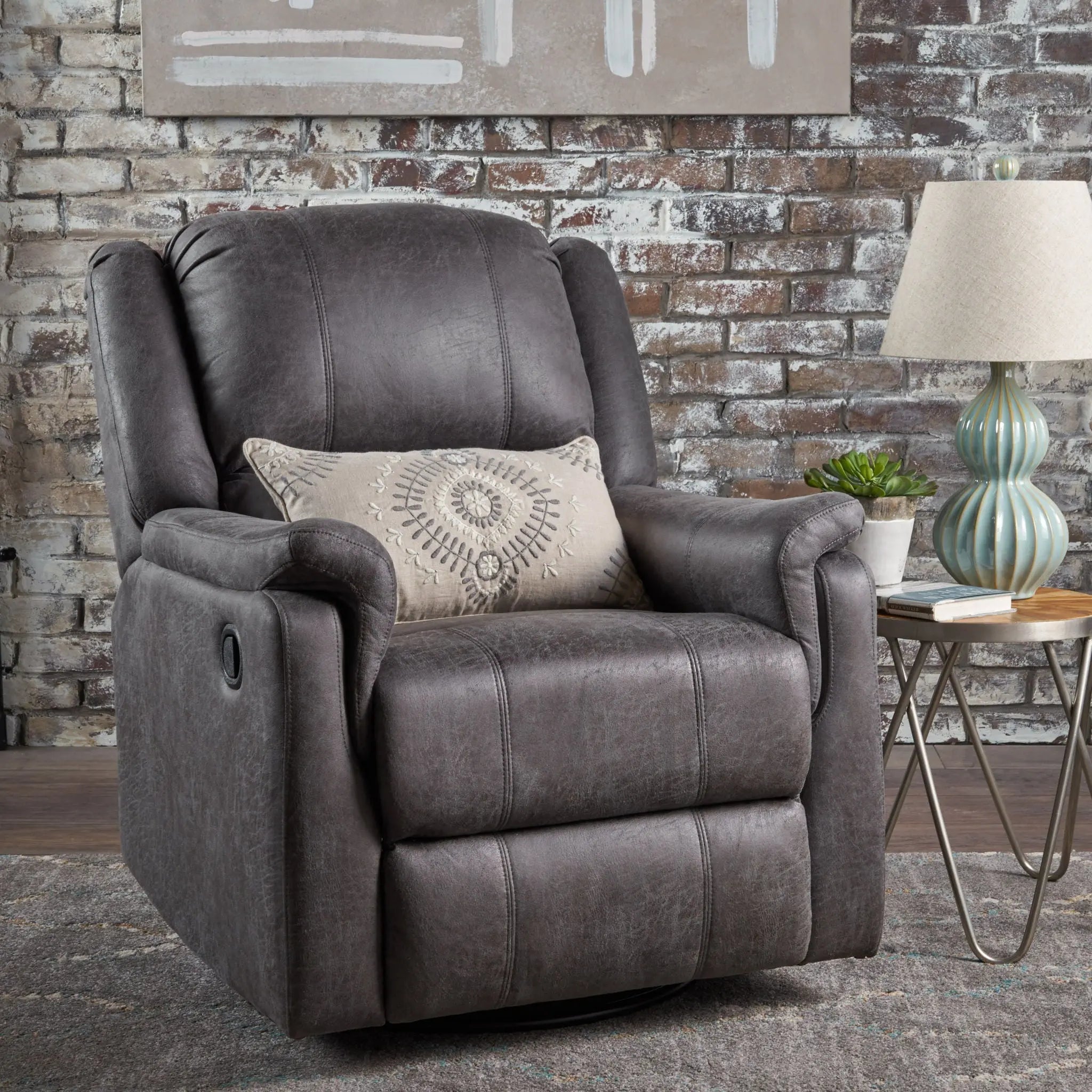Contemporary Glider Recliner With Swivel Function Unique Piece Furniture