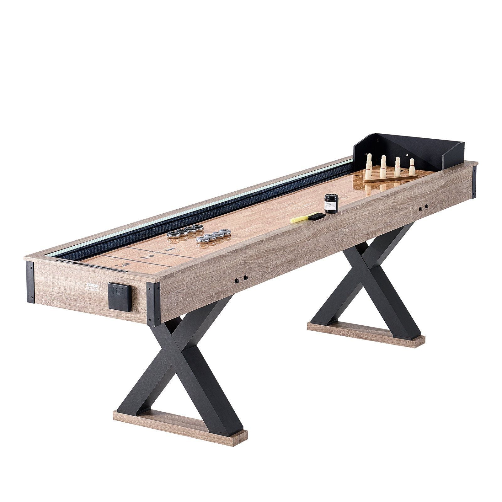 9 ft LED Shuffleboard Table 2 in 1 Shuffleboard and Bowling Combo Game Set