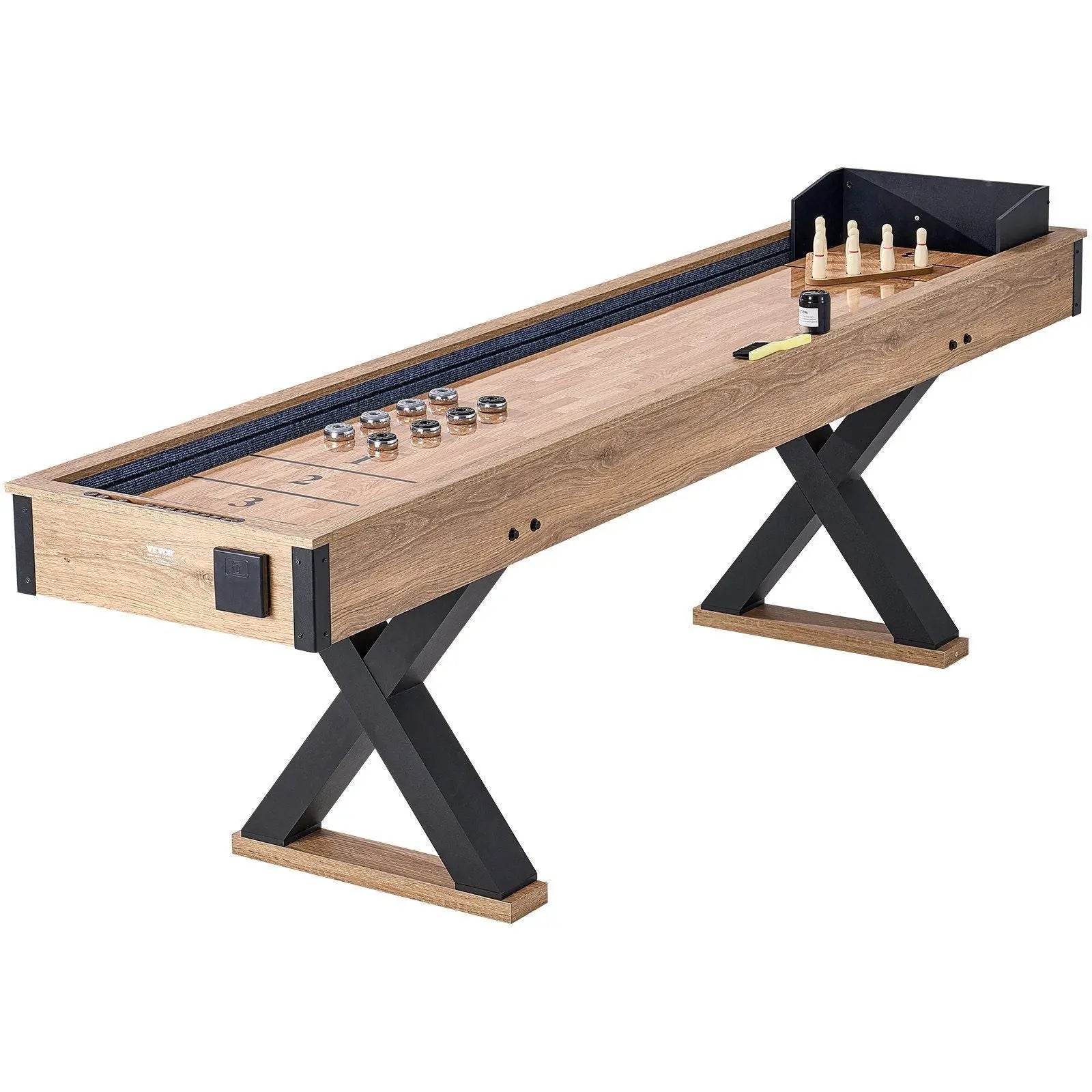 9 ft Shuffleboard Table 2 in 1 Shuffleboard and Bowling Combo Game Set VYSN