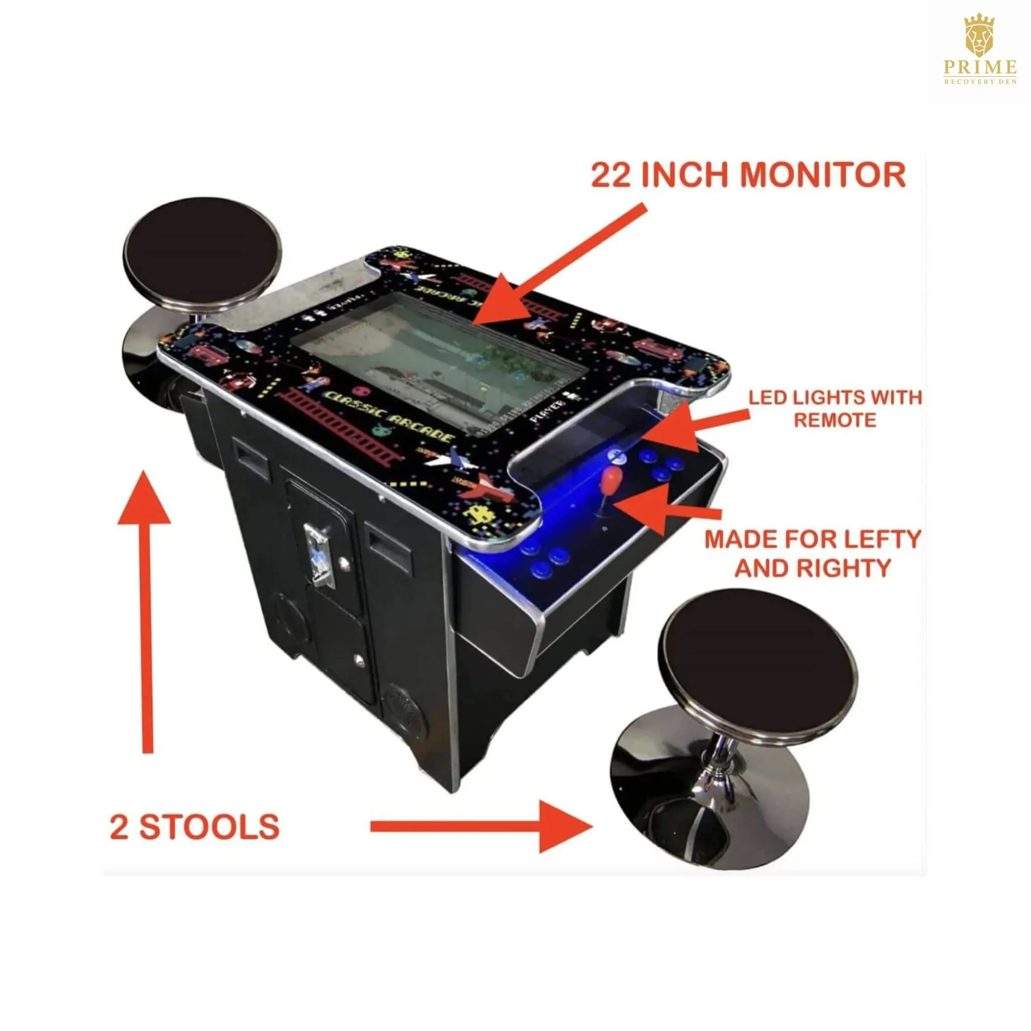 Full-Size Commercial-Grade 2-Player Retro Arcade Machine With 60 Games And Stools (SAK86197) SAKSBY WHOLESALE