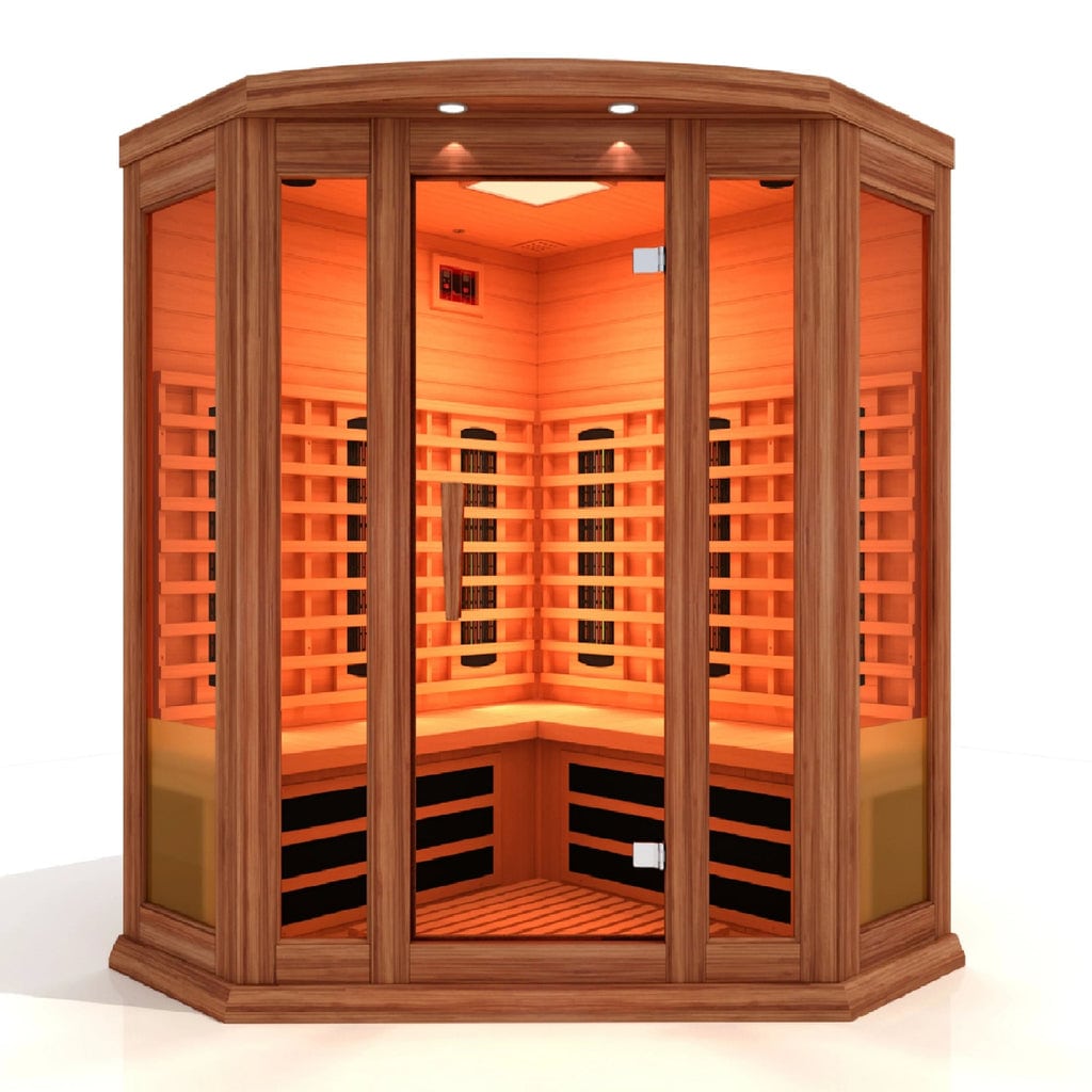 Maxxus 3-Person Corner Full Spectrum Near Zero EMF FAR Infrared Sauna with Canadian Red cedar