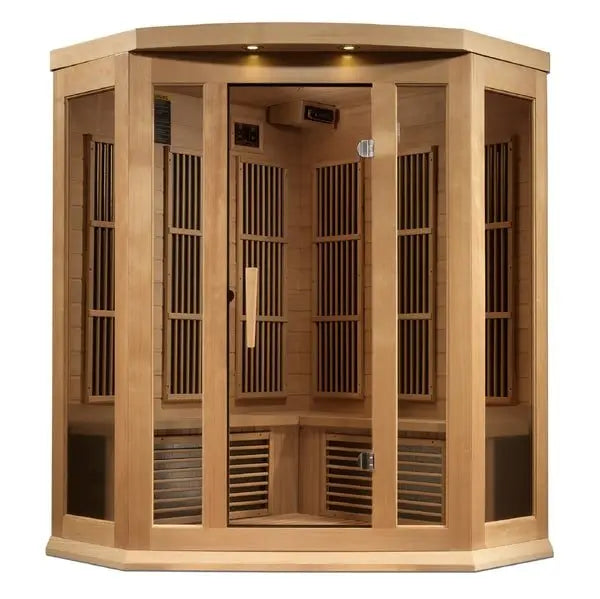 Maxxus "Chaumont Edition" 3-Person Corner Near Zero EMF FAR Infrared Sauna with Canadian Hemlock The Sauna Solution LLC
