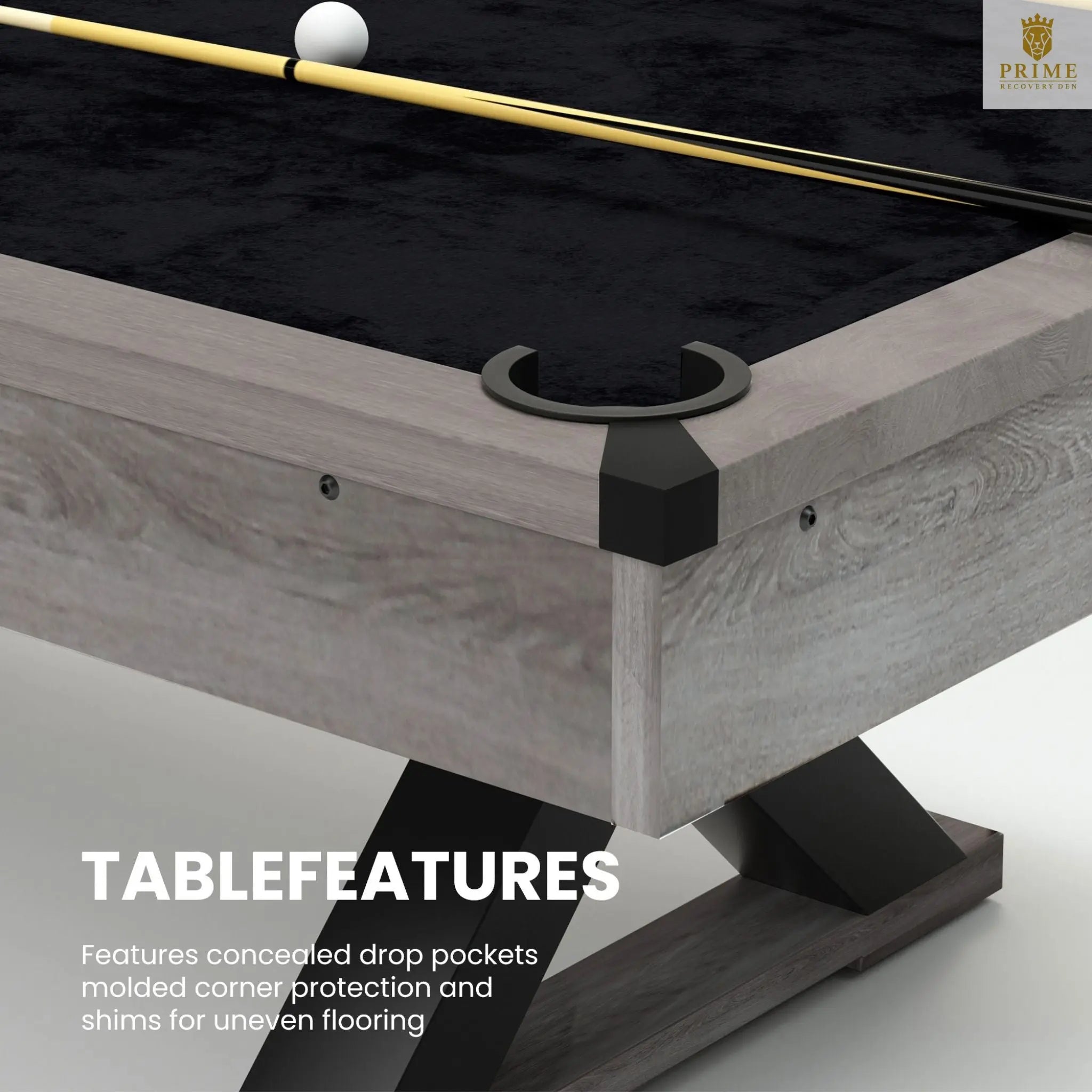 Large 84-Inch Rustic Gray Pool Table With Cues, Balls And X-Legs (SAK54361) SAKSBY WHOLESALE