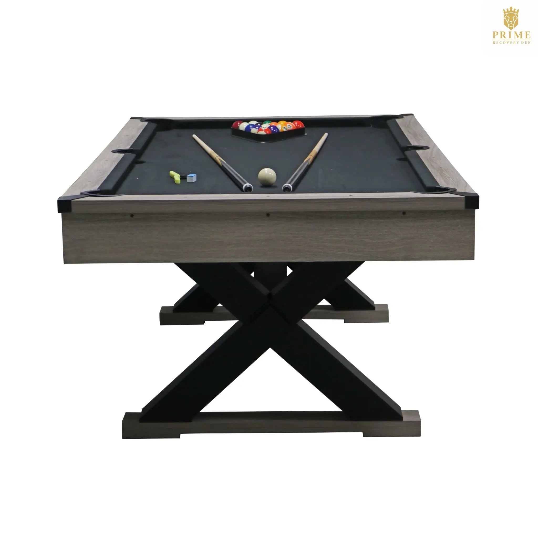 Large 84-Inch Rustic Gray Pool Table With Cues, Balls And X-Legs (SAK54361) SAKSBY WHOLESALE