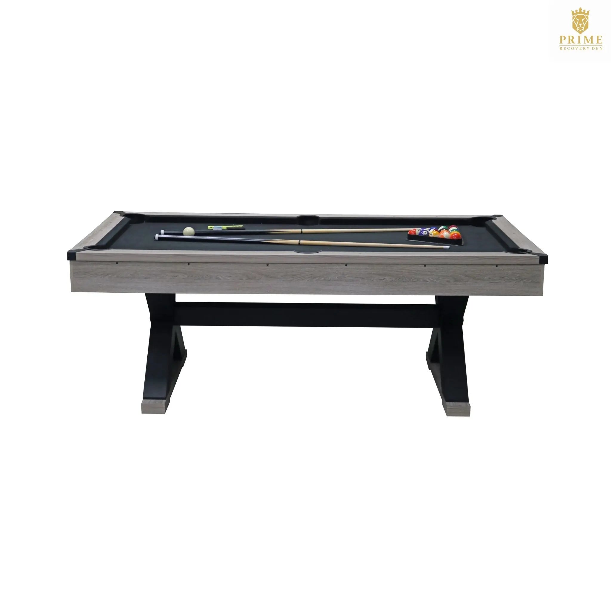Large 84-Inch Rustic Gray Pool Table With Cues, Balls And X-Legs (SAK54361) SAKSBY WHOLESALE