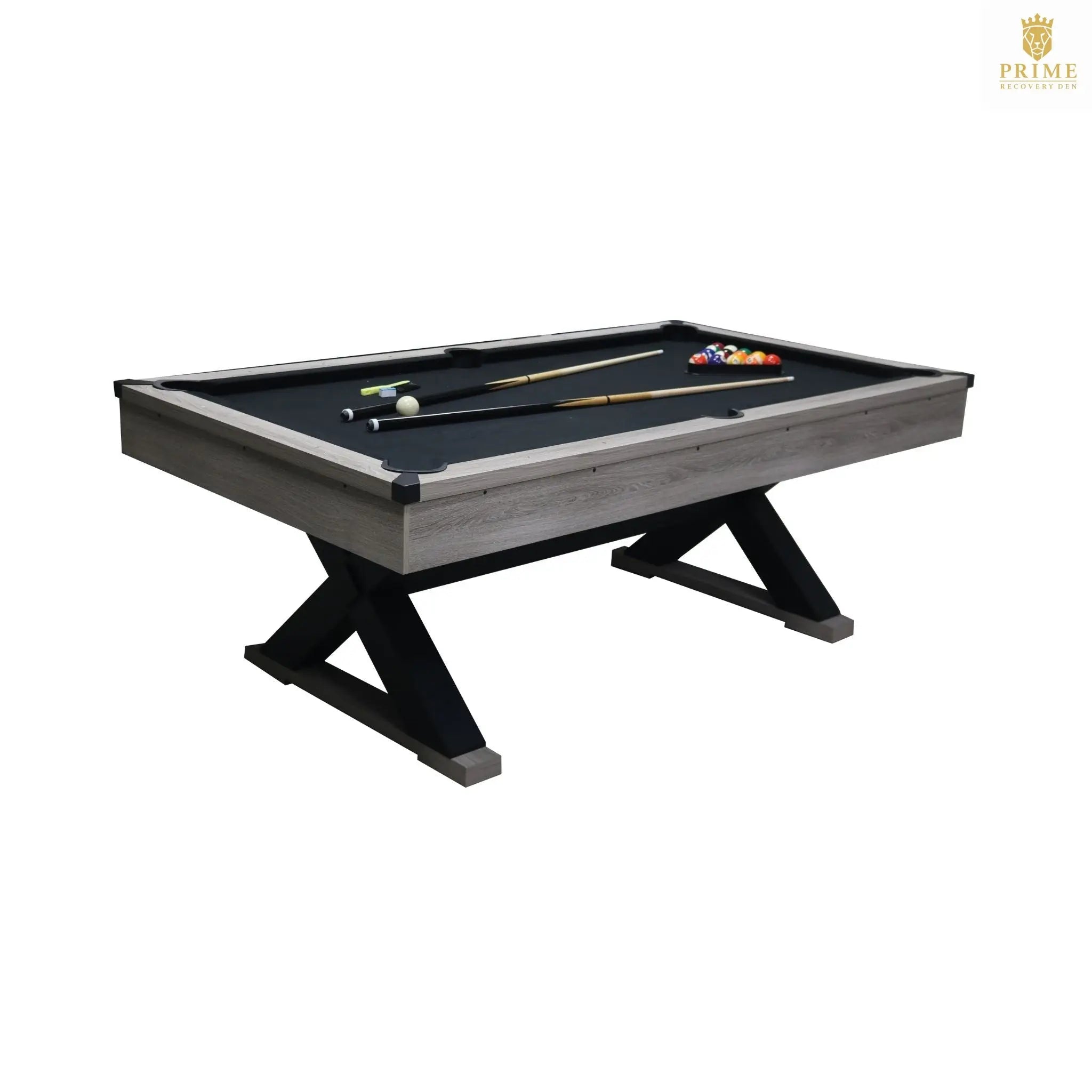 Large 84-Inch Rustic Gray Pool Table With Cues, Balls And X-Legs (SAK54361) SAKSBY WHOLESALE