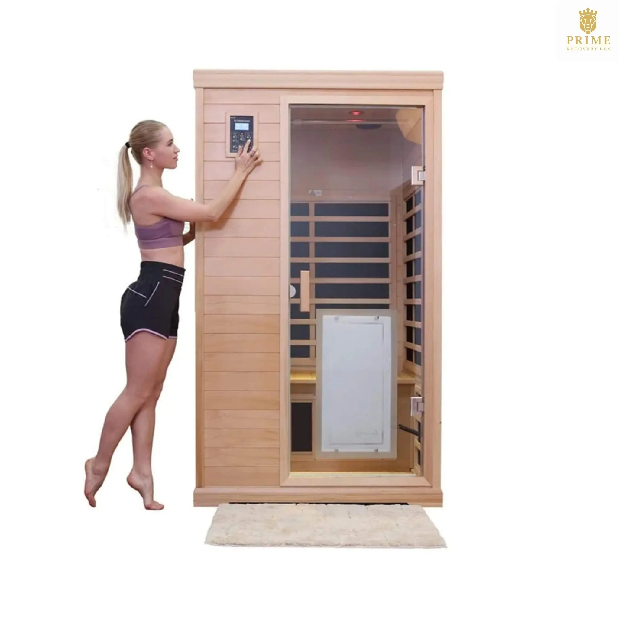 Thermora Ivara Luxury 2-Person Hemlock Wood FAR Infrared Sauna Room W/ Glass Door, 1750W (SAK81525) SAKSBY WHOLESALE