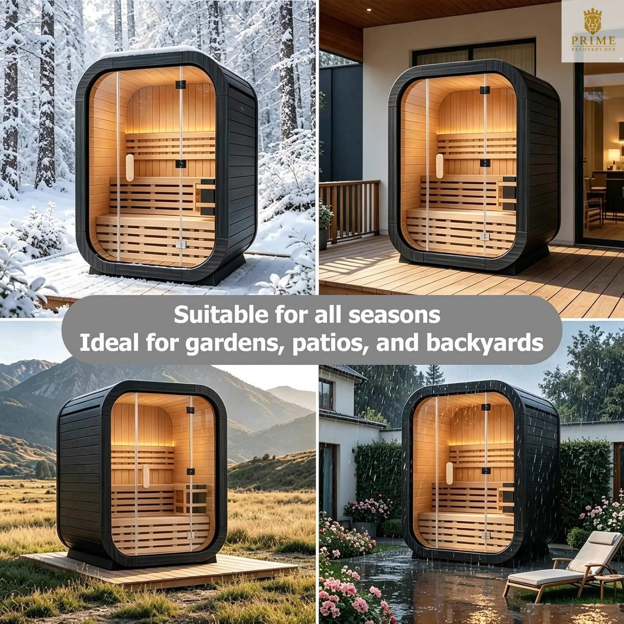 Thermora Lund Luxury 2-Person Outdoor Spruce Wood Cube Sauna Kit With 4.5KW Electric Stove (SAK74290) SAKSBY WHOLESALE
