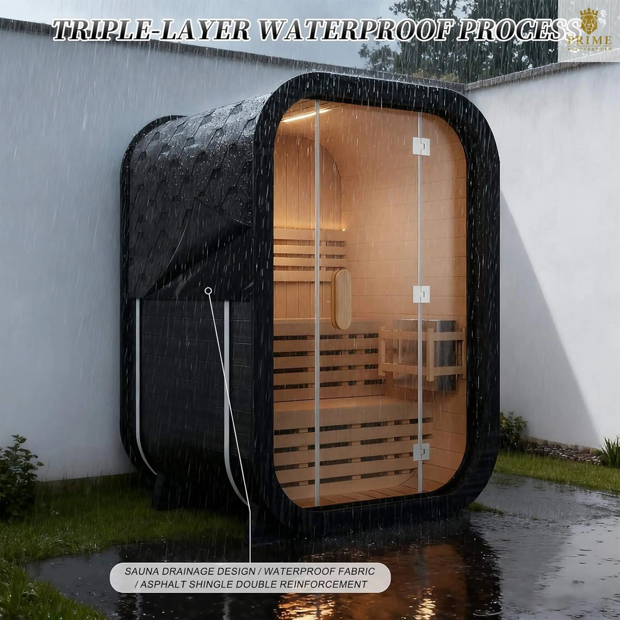 Thermora Lund Luxury 2-Person Outdoor Spruce Wood Cube Sauna Kit With 4.5KW Electric Stove (SAK74290) SAKSBY WHOLESALE