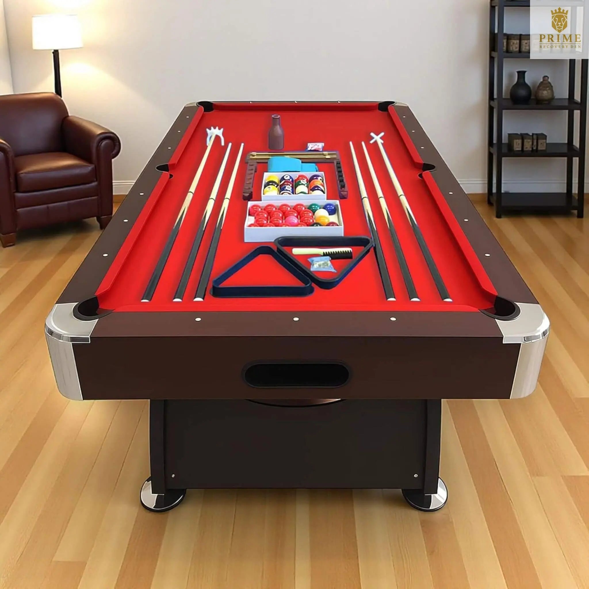 8FT Modern Red Felt Billiard Pool Table With Automatic Ball Return And Accessories Kit (SAK76139) SAKSBY WHOLESALE