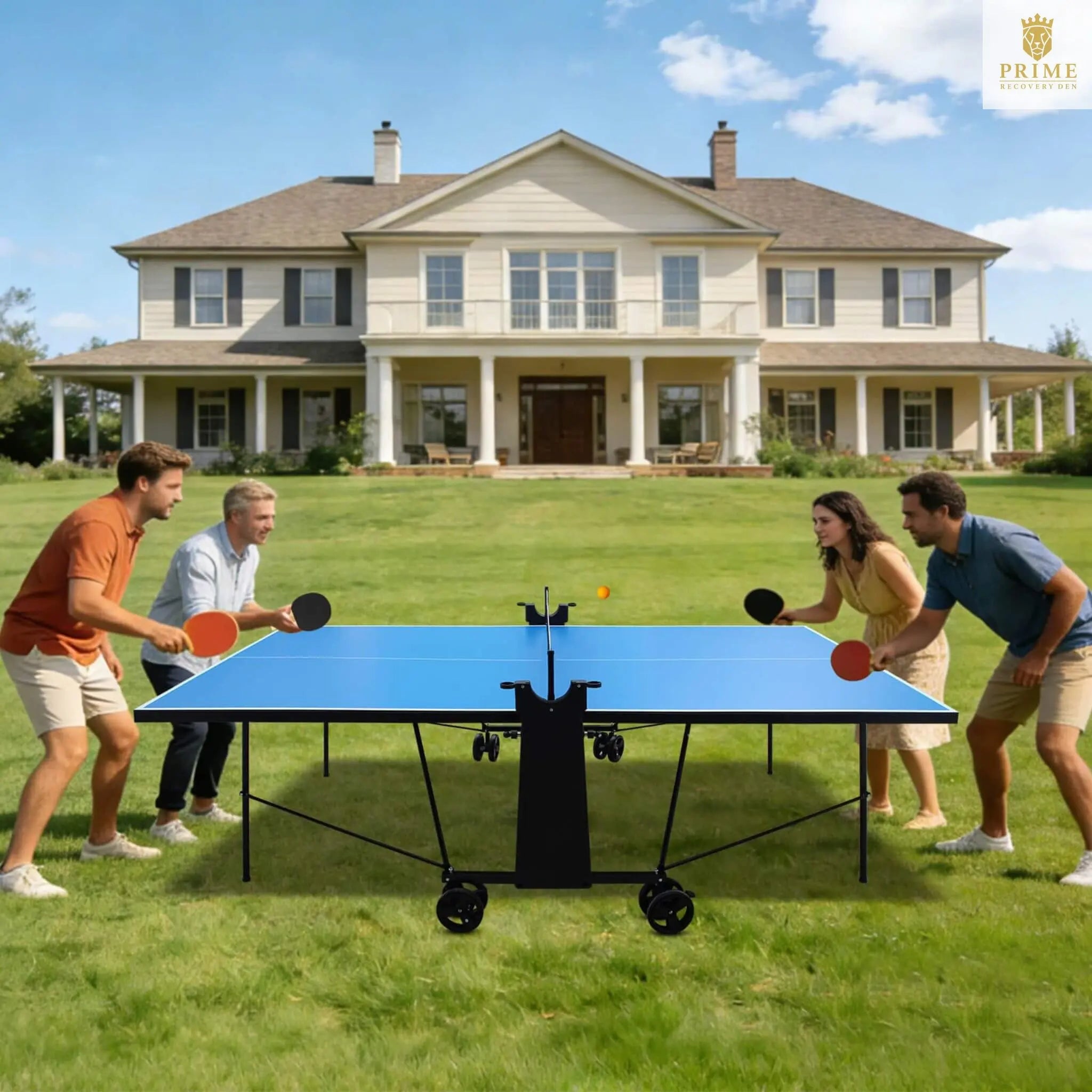 Portable 108-Inch Full-Size Table Tennis Table Set With Net, Paddles And Balls (SAK50384) SAKSBY WHOLESALE