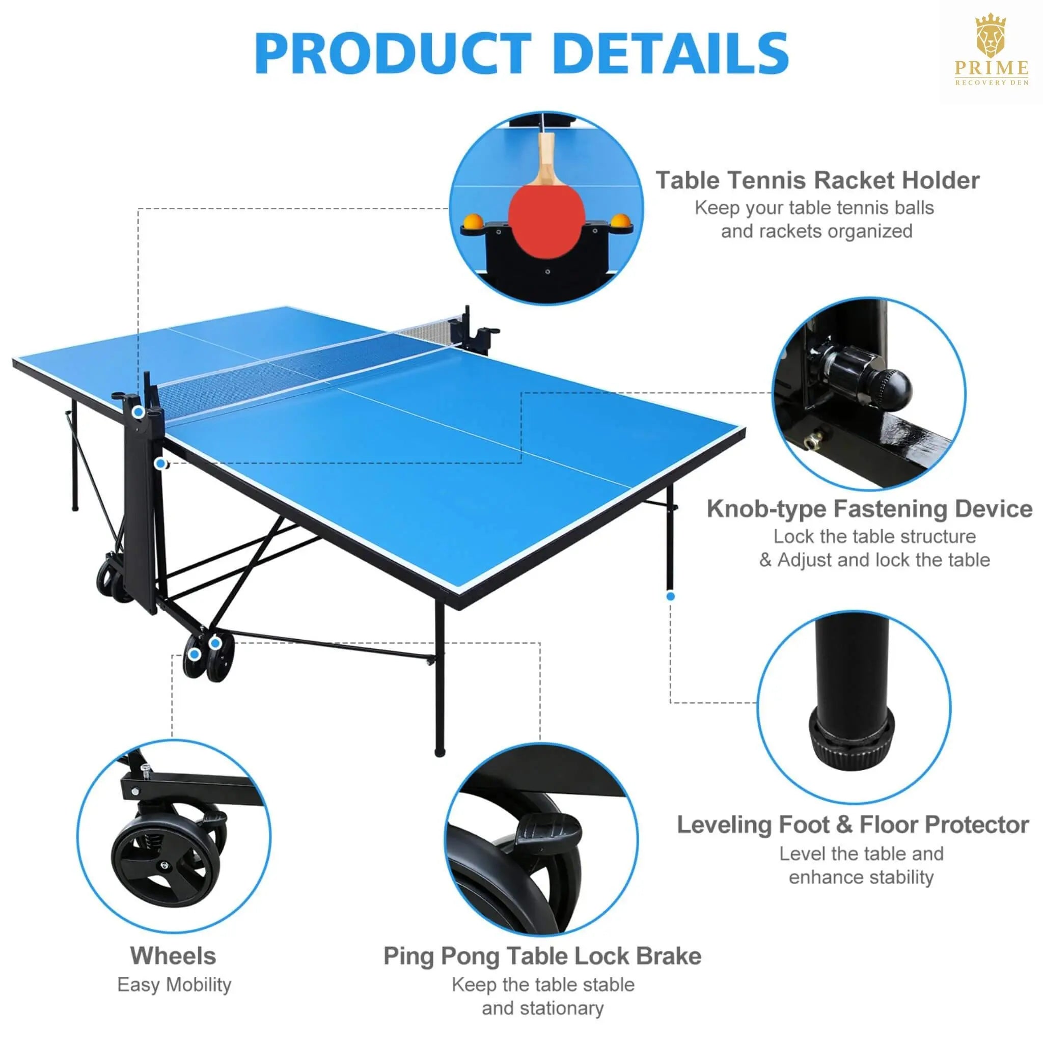 Portable 108-Inch Full-Size Table Tennis Table Set With Net, Paddles And Balls (SAK50384) SAKSBY WHOLESALE