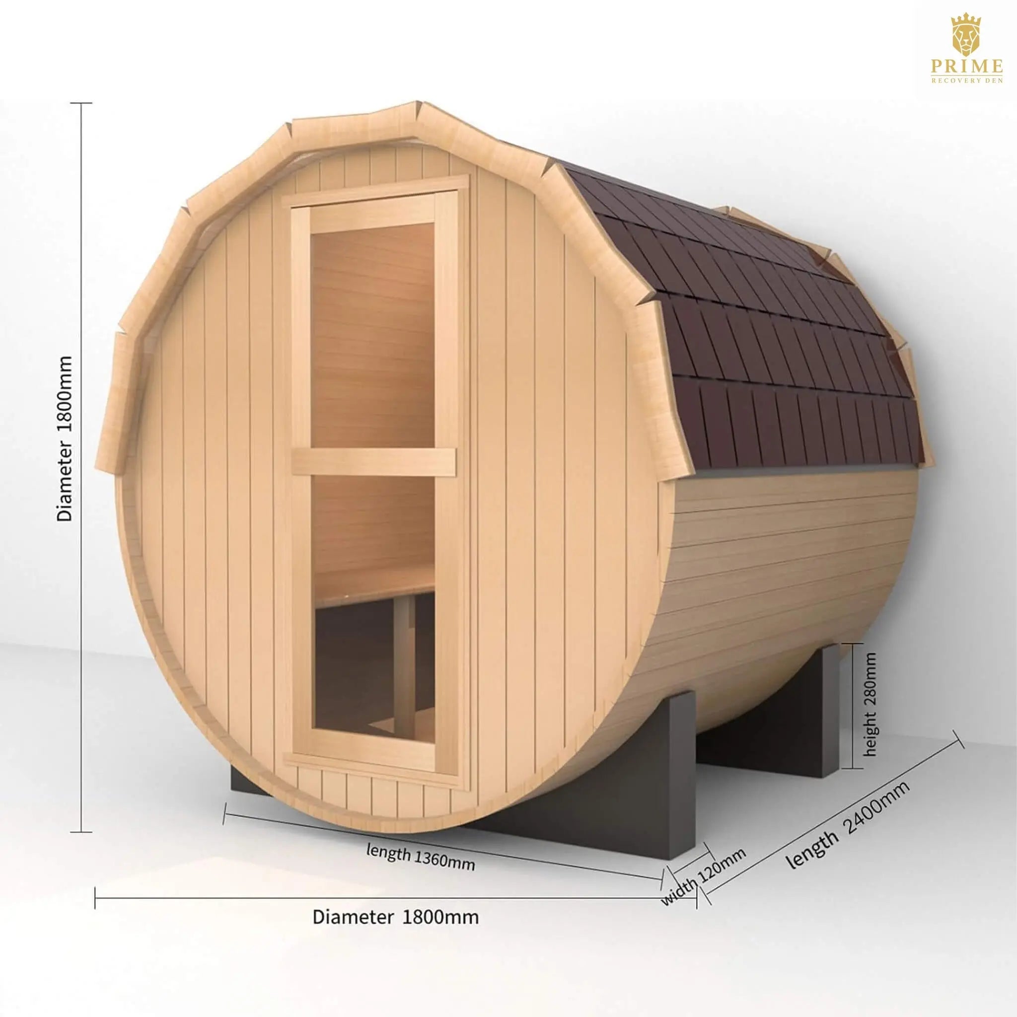 Thermora Haven Premium All-Weather Outdoor Pinewood Barrel Sauna Kit With 4.5KW Heater And Tempered Glass Window (SAK91462) SAKSBY WHOLESALE