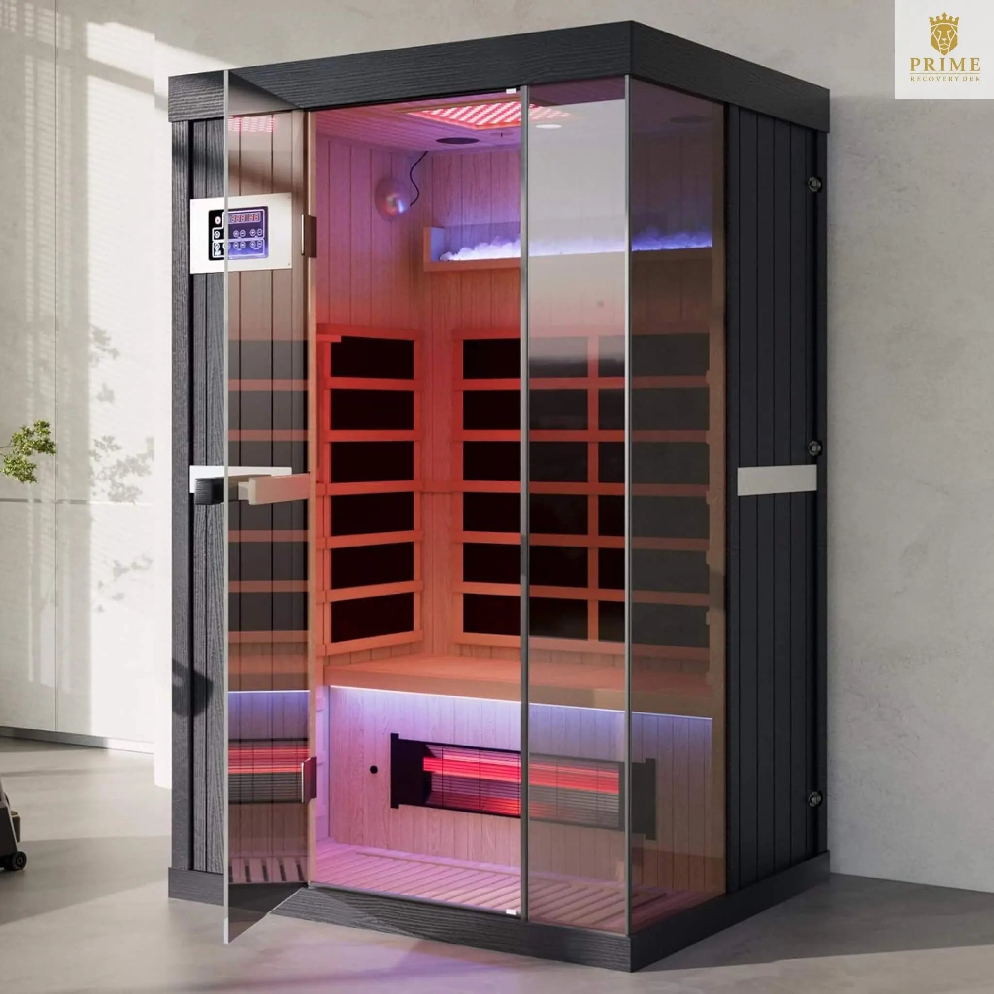 Thermora Pandora Premium 2-Person Indoor Infrared Sauna With Red Light Therapy And Himalayan Salt Rocks (SAK67305) SAKSBY WHOLESALE
