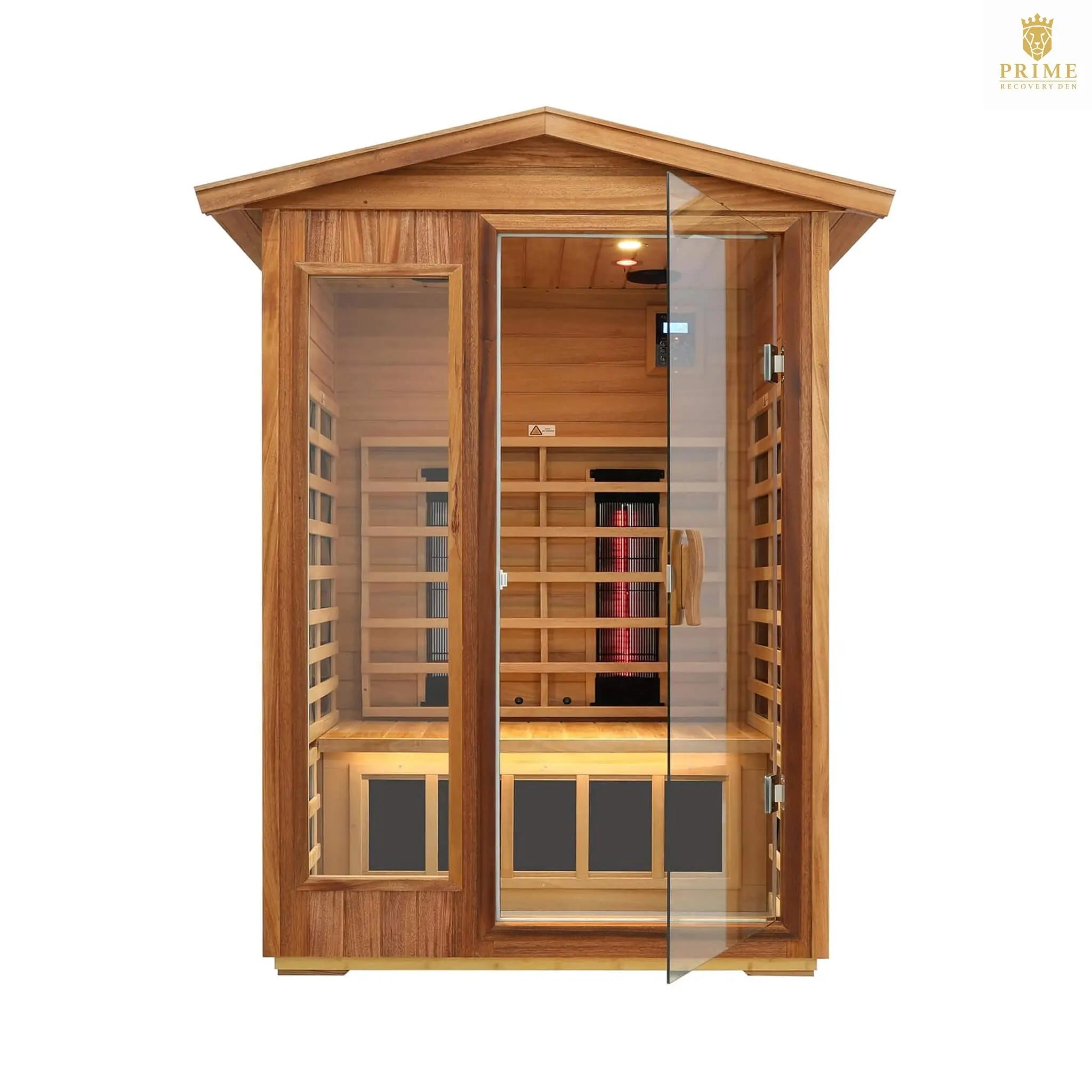 Thermora Alveron 2-Person Outdoor Mahogany Low EMF Far Infrared Sauna With Bluetooth Audio And LED Lights (SAK83719) SAKSBY WHOLESALE