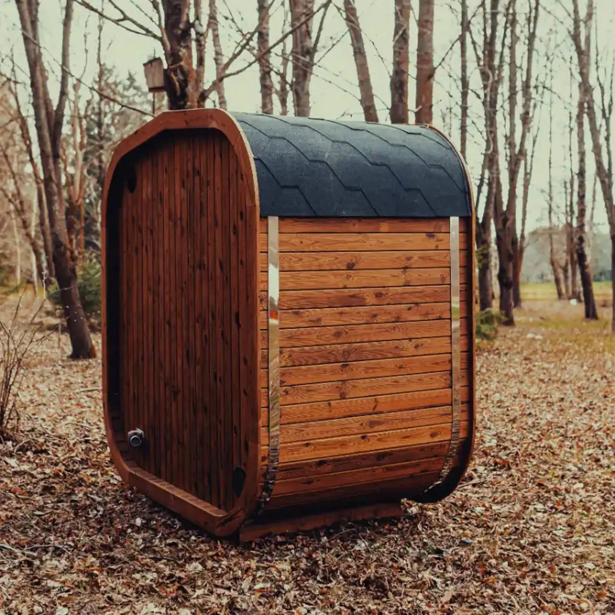 Premium 3-Person Outdoor Scandinavian ThermoWood Cube Sauna Kit With LED Lighting (SAK47582) SAKSBY WHOLESALE