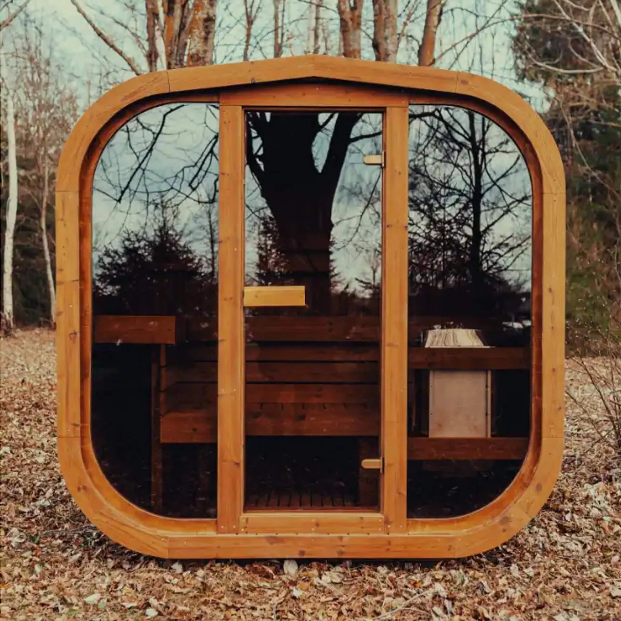 Premium 3-Person Outdoor Scandinavian ThermoWood Cube Sauna Kit With LED Lighting (SAK47582) SAKSBY WHOLESALE