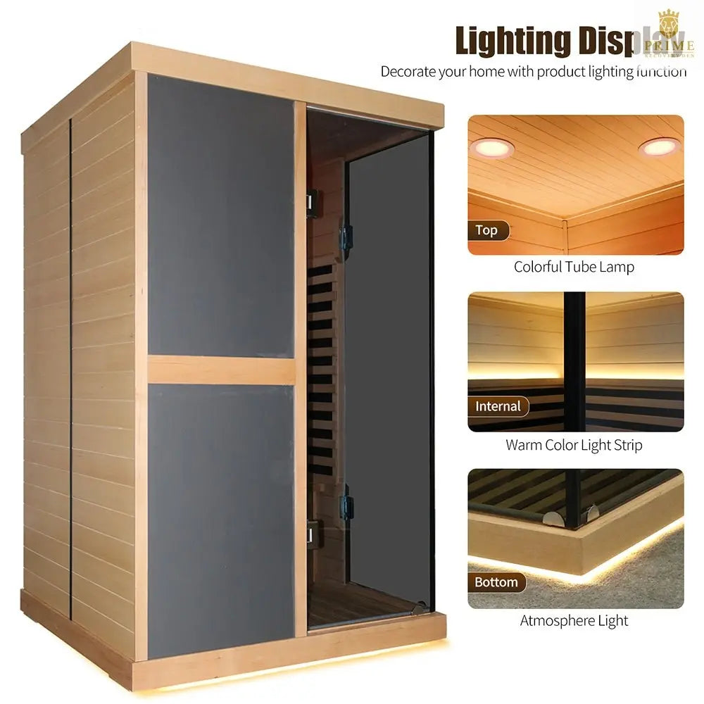 Thermora Helix Premium Large 2-Person V-Shaped FAR Infrared Sauna Room With Double Glass Doors, 1980W (SAK96413) SAKSBY WHOLESALE