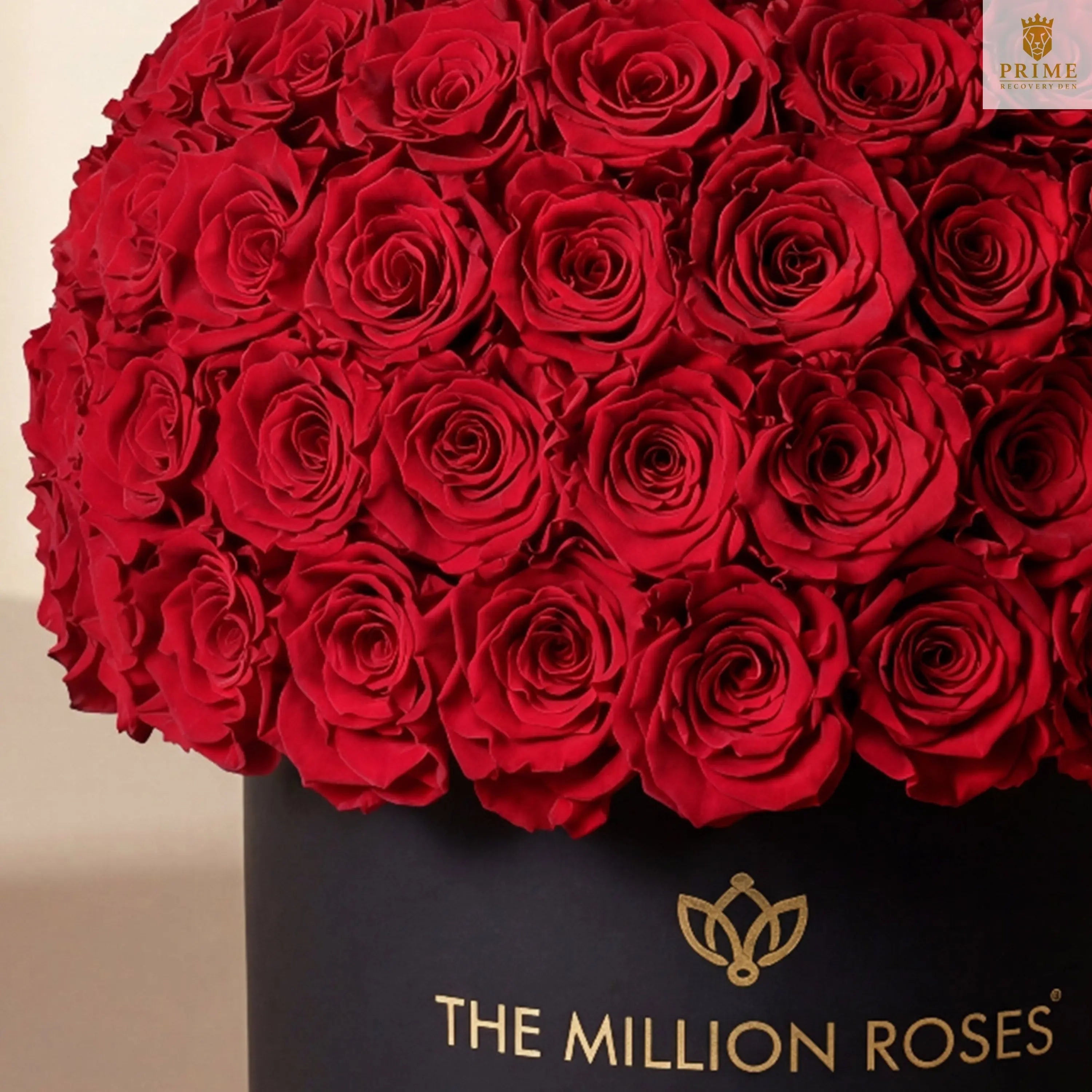 Supreme Black Superdome Box | Red Roses – 120-130 Preserved Roses