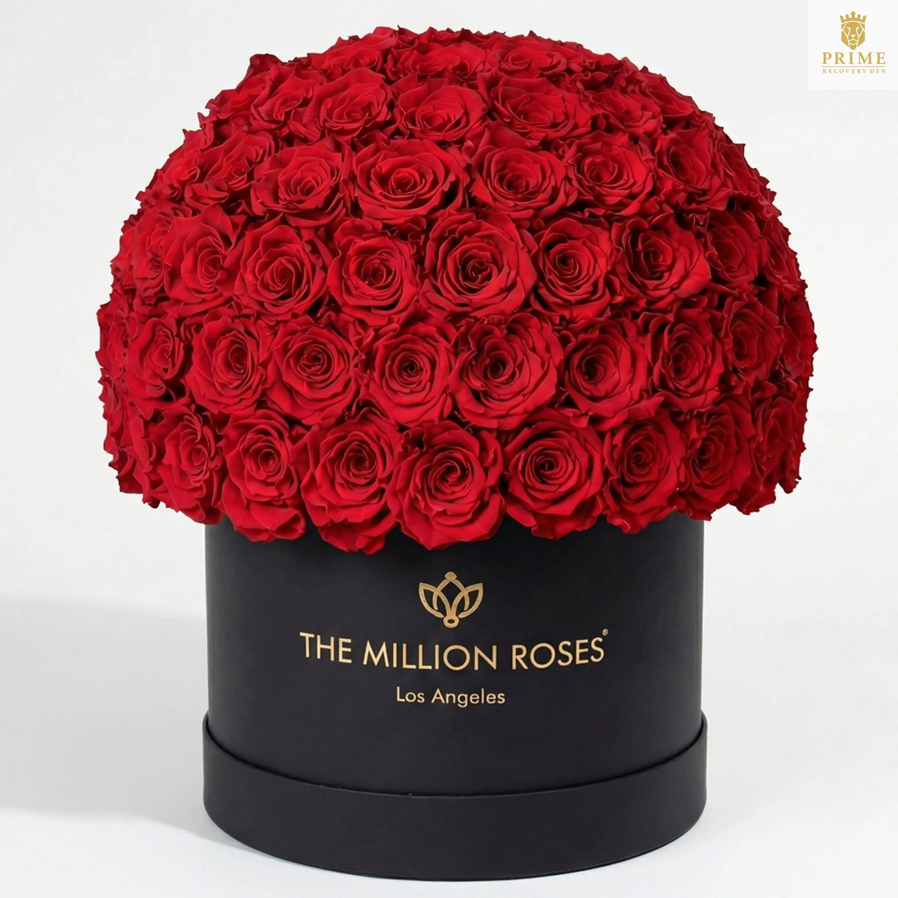 Supreme Black Superdome Box | Red Roses – 120-130 Preserved Roses